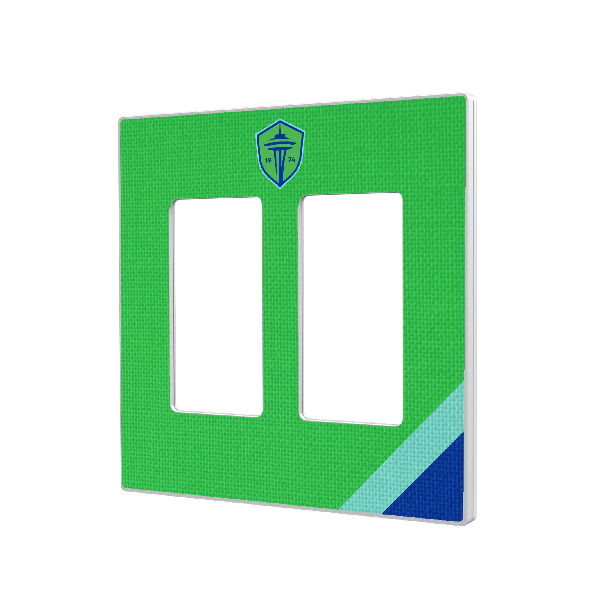 Seattle Sounders FC Diagonal Stripe Hidden-Screw Light Switch Plate#Style_Double Rocker