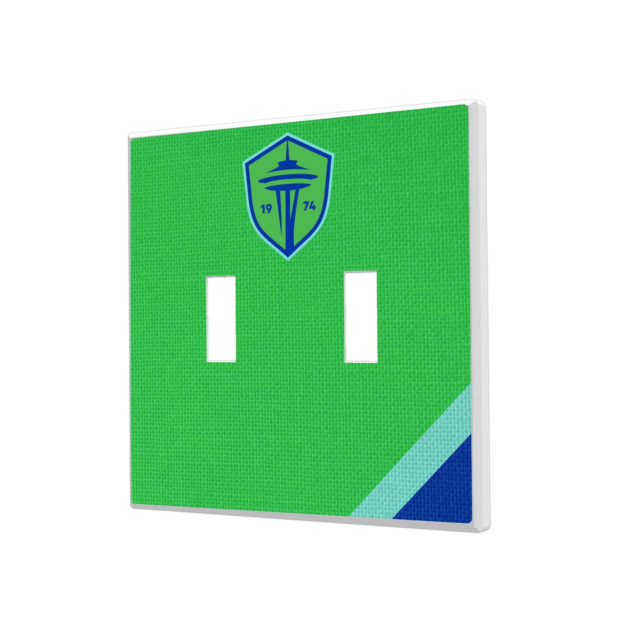 Seattle Sounders FC Diagonal Stripe Hidden-Screw Light Switch Plate#Style_Double Toggle