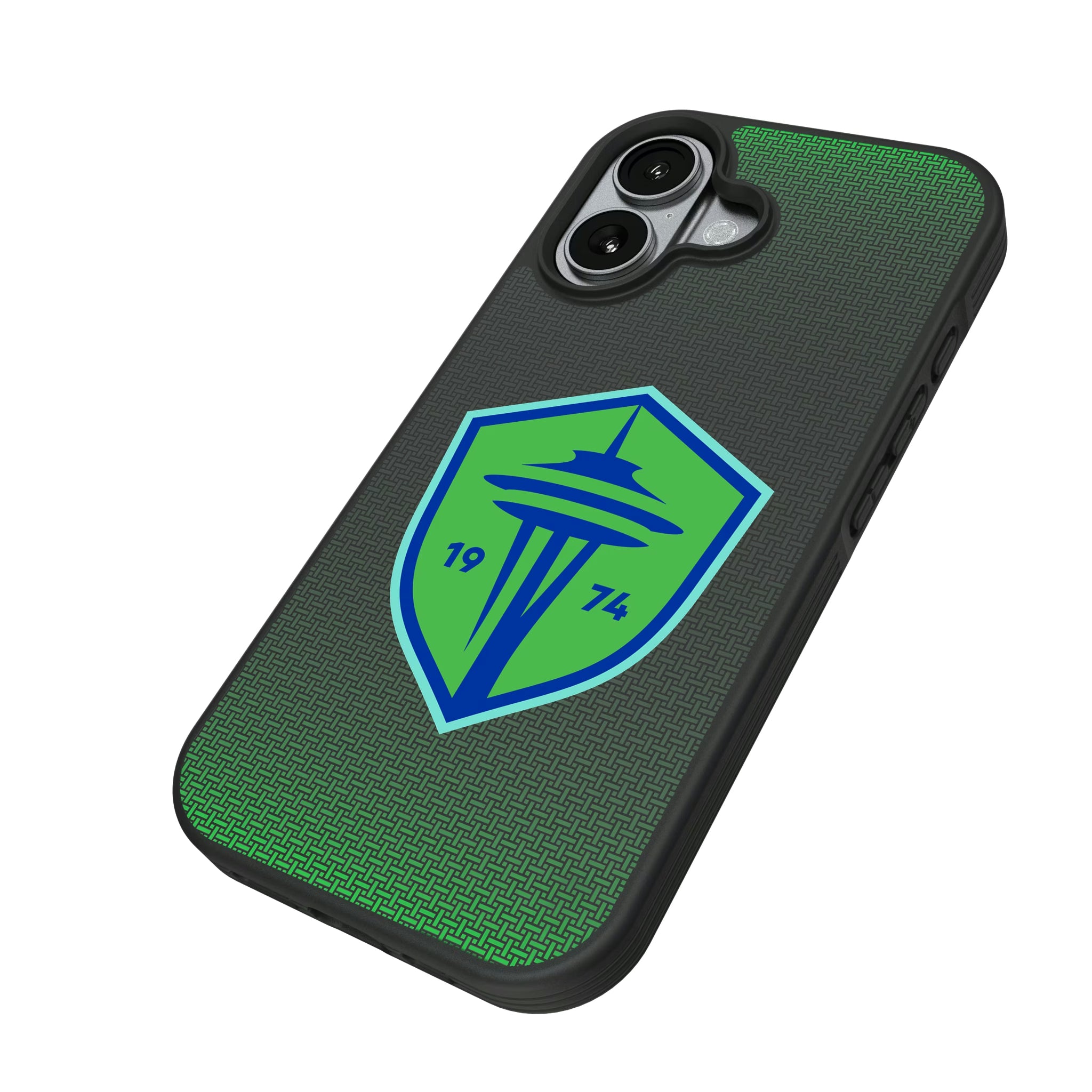 Seattle Sounders FC Linen iPhone Bump Phone Case for Apple iPhone - Isometric View#Device_iPhone 17