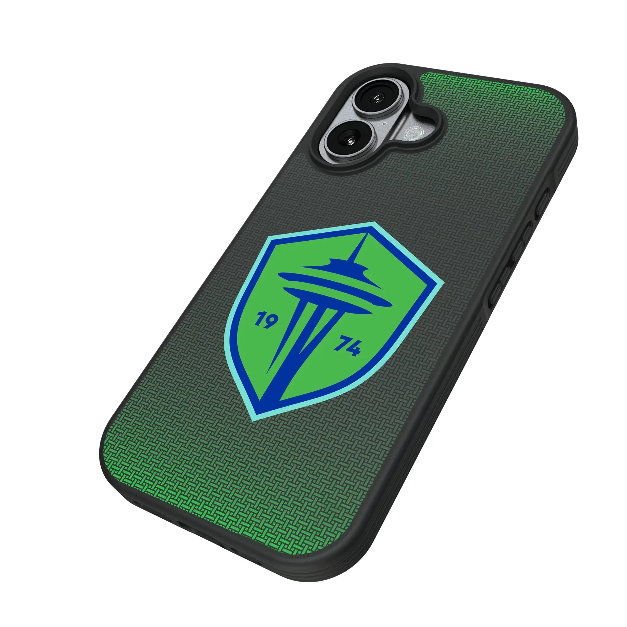 Seattle Sounders FC Linen iPhone Bump Phone Case for Apple iPhone - Isometric View#Device_iPhone 17