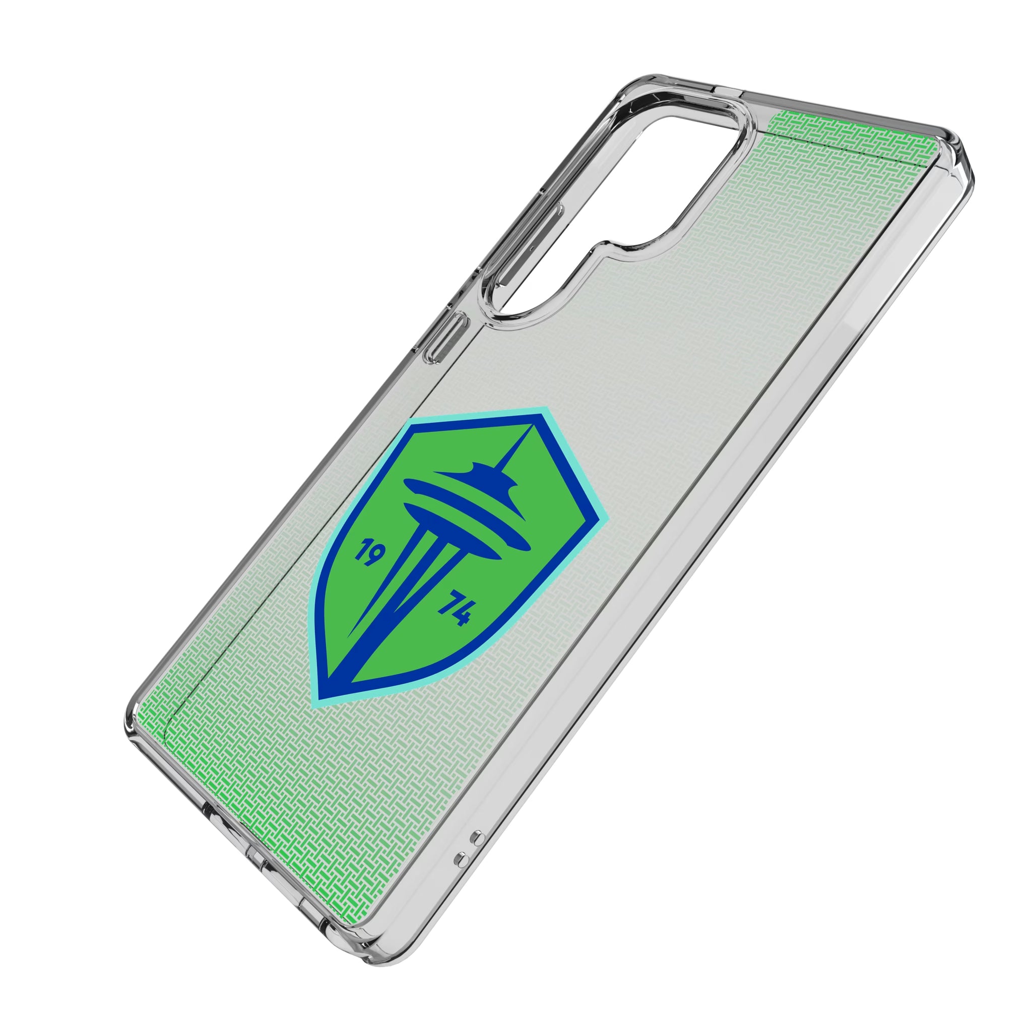 Seattle Sounders FC Linen Galaxy Clear Phone Case for Samsung Galaxy - Isometric View