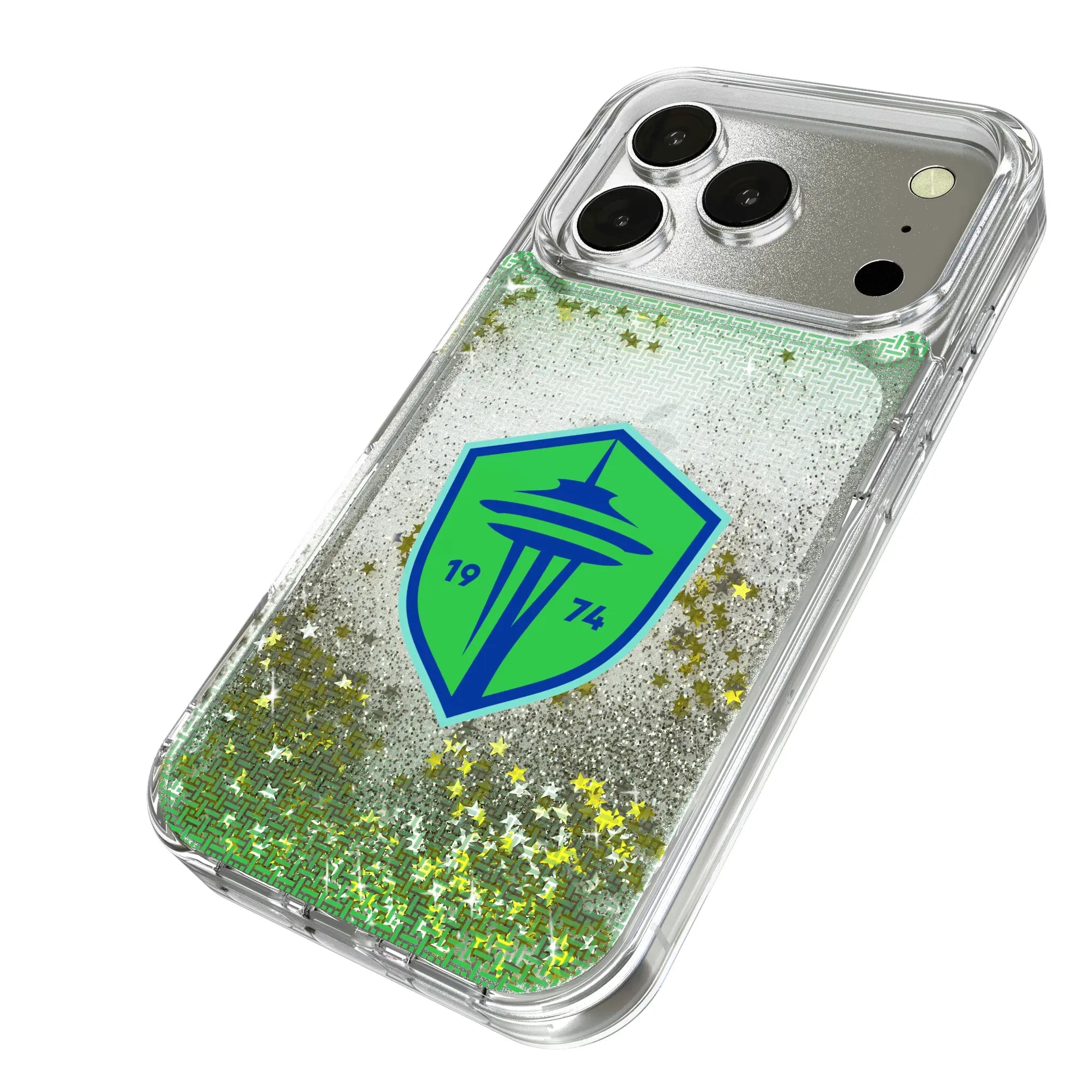 Seattle Sounders FC Linen iPhone Glitter Phone Case for Apple iPhone - Isometric View