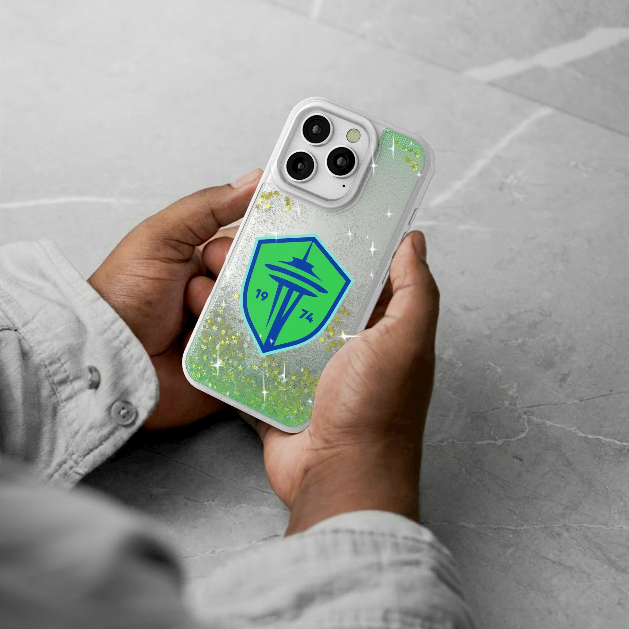 Seattle Sounders FC Linen iPhone Glitter Phone Case for Apple iPhone - Lifestyle#Device_iPhone 16 Pro