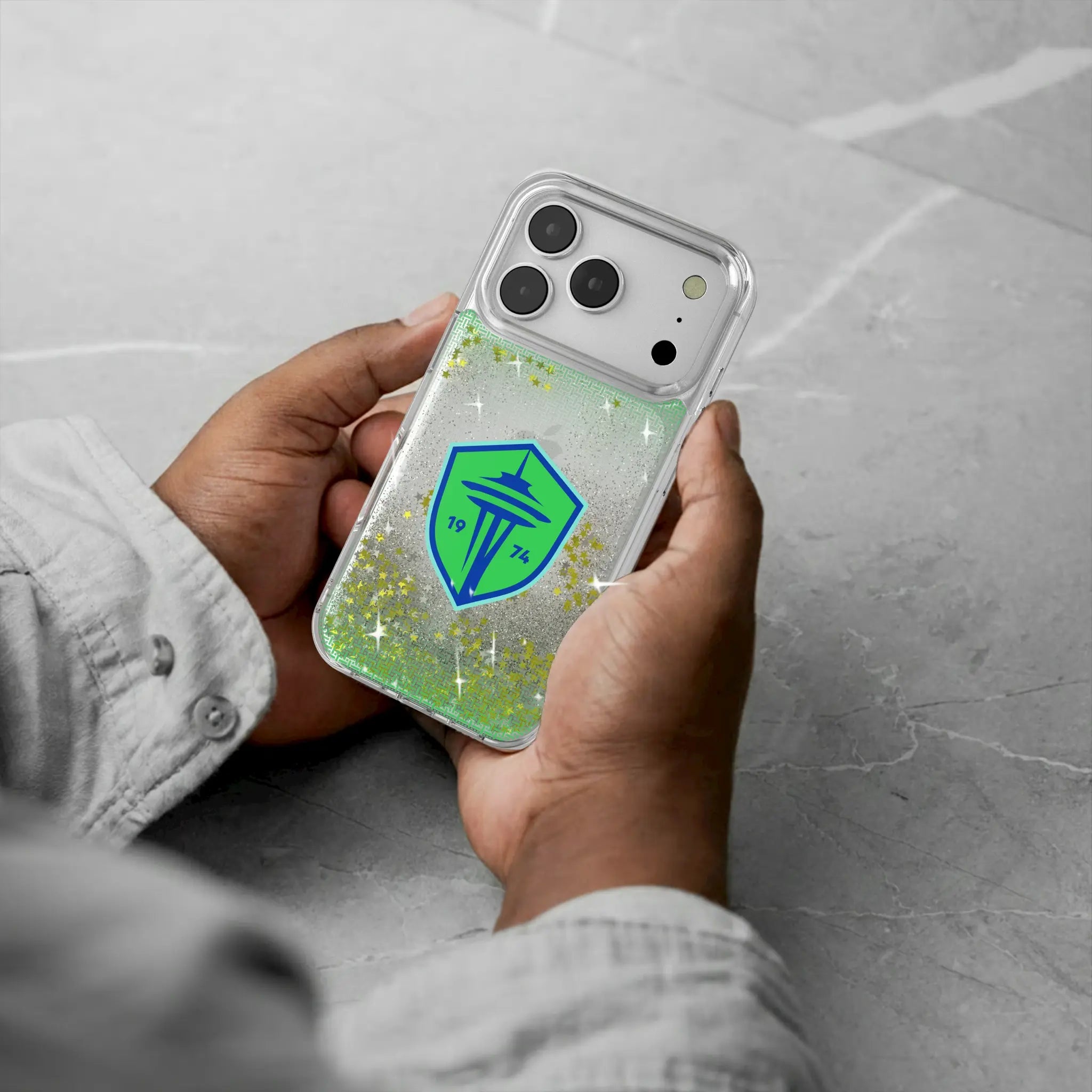 Seattle Sounders FC Linen iPhone Glitter Phone Case for Apple iPhone - Lifestyle#Device_iPhone 17 Pro