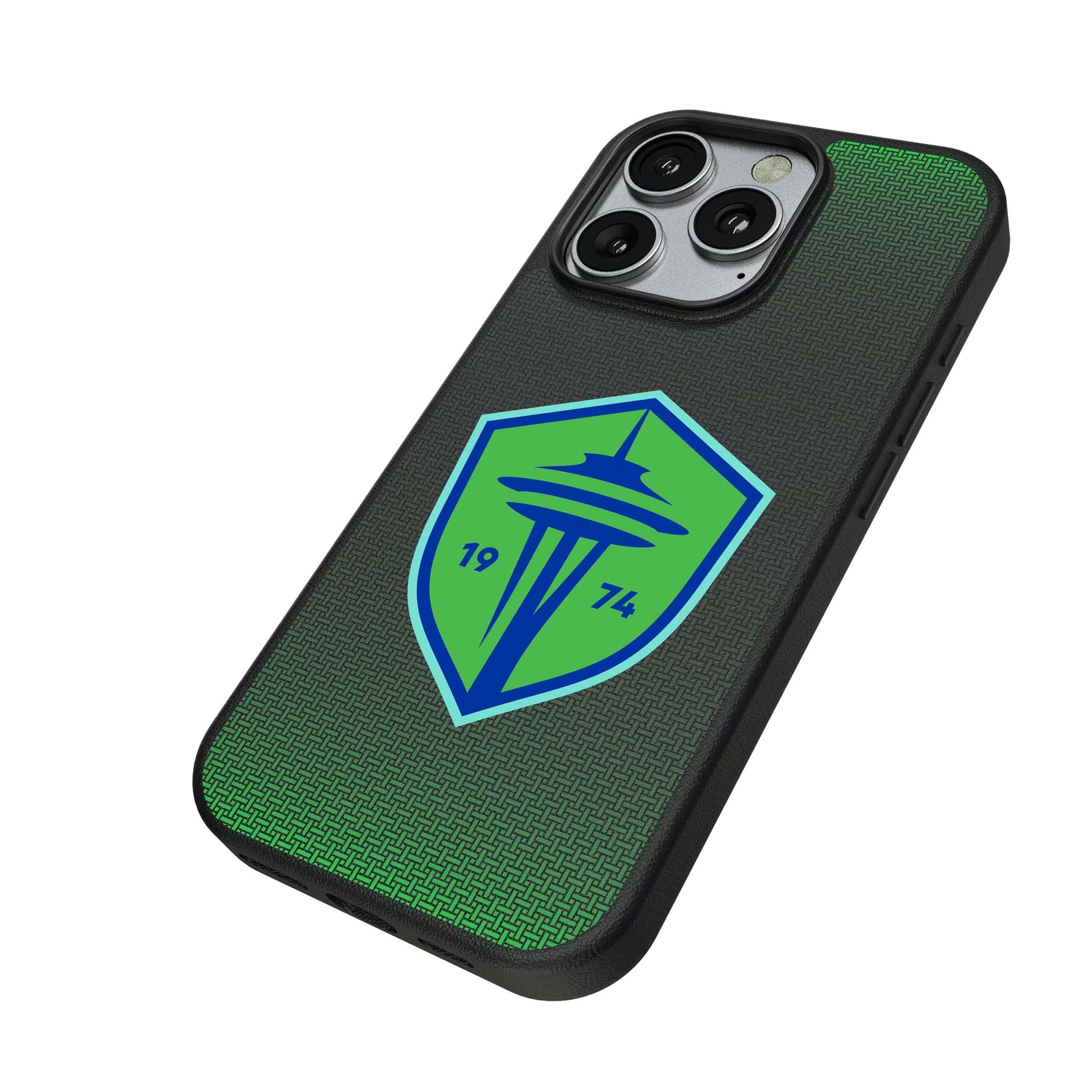 Seattle Sounders FC Linen iPhone MagSafe Compatible Phone Case for Apple iPhone - Isometric View