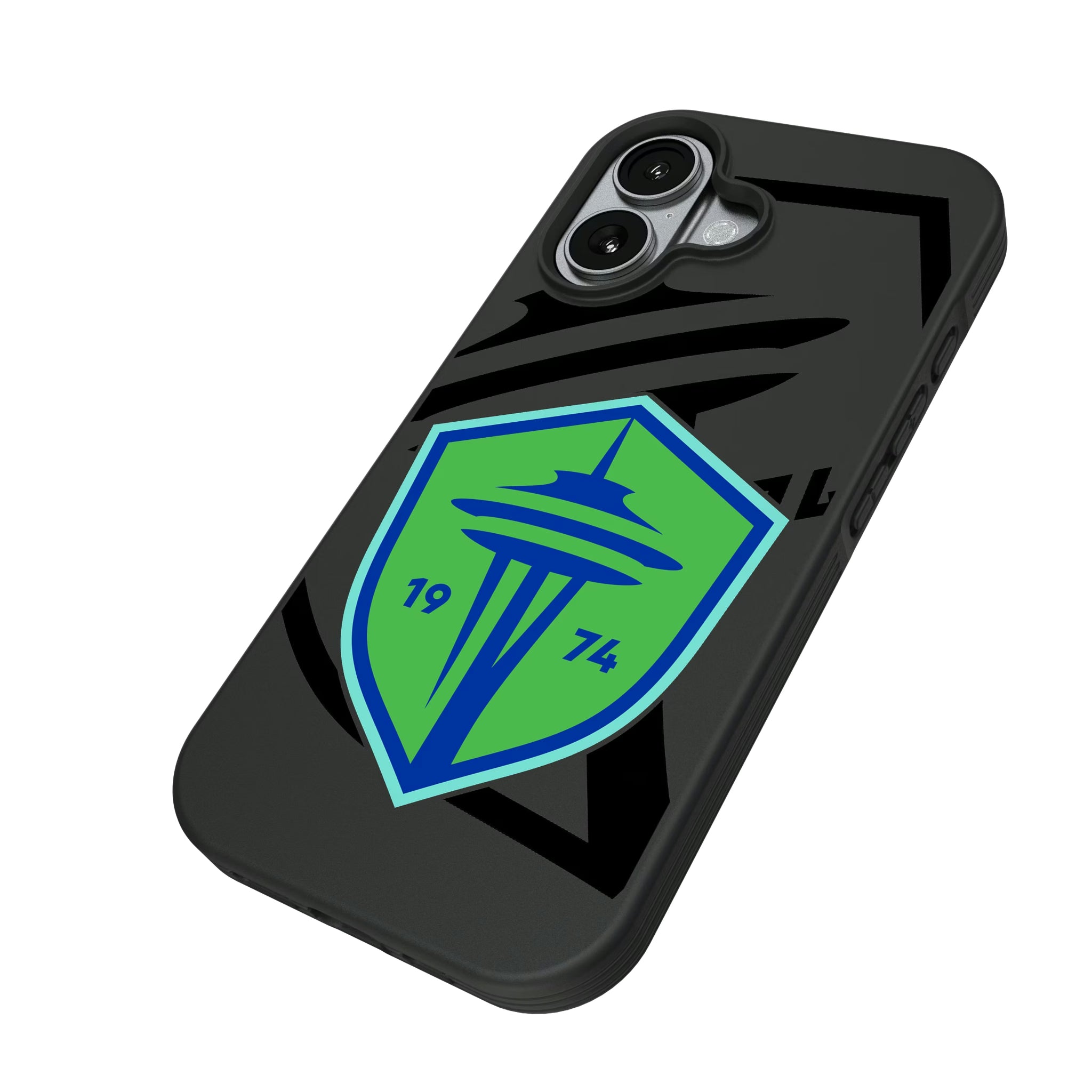 Seattle Sounders FC Monocolor Tilt iPhone Bump Phone Case for Apple iPhone - Isometric View#Device_iPhone 17