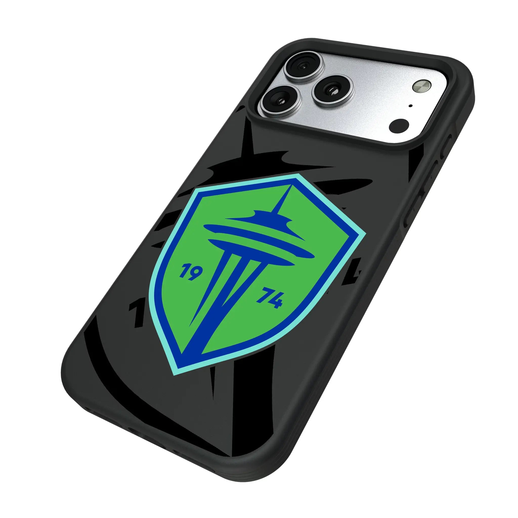 Seattle Sounders FC Monocolor Tilt iPhone Bump Phone Case for Apple iPhone - Isometric View#Device_iPhone 17 Pro Max