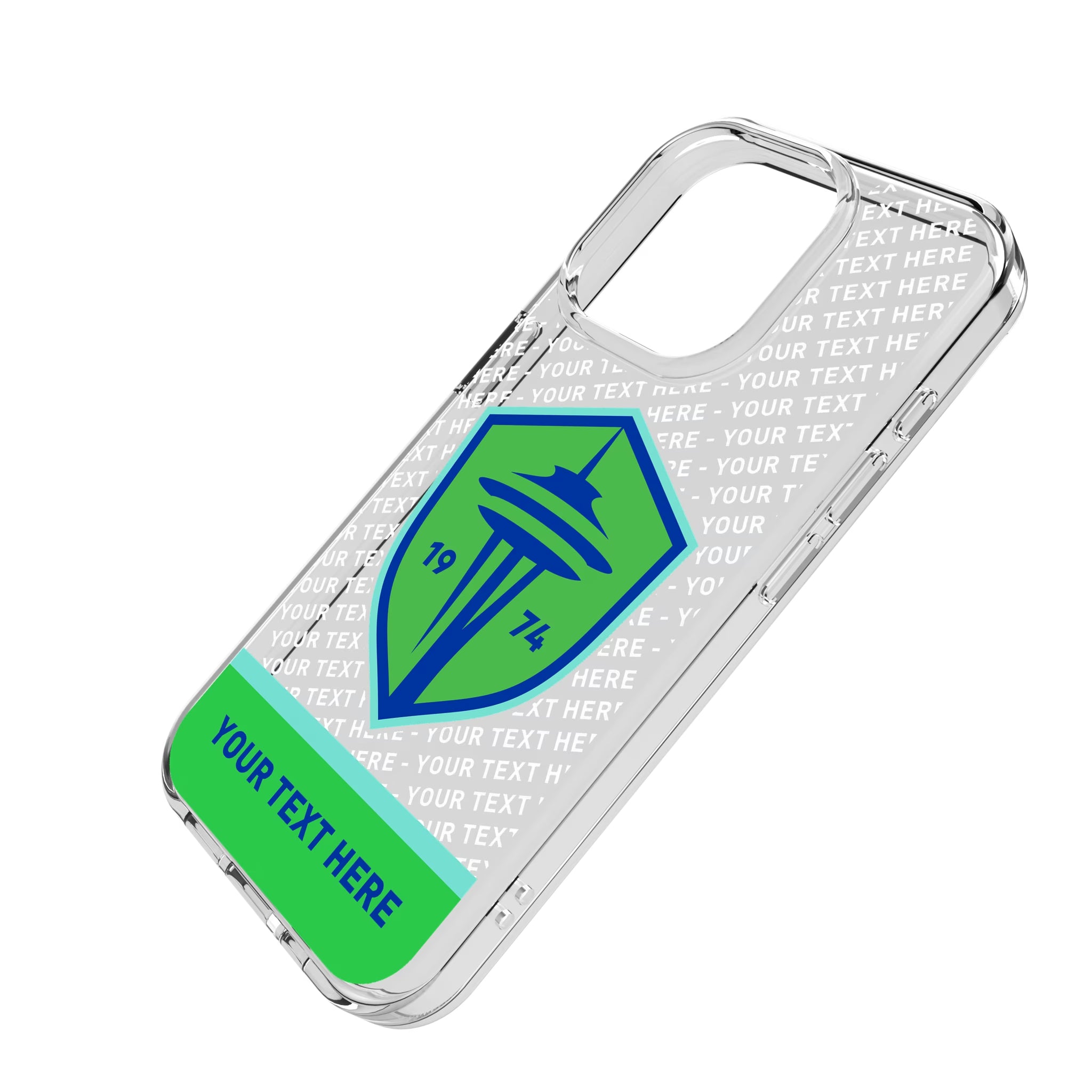 Seattle Sounders FC Personalized EndZone Plus iPhone Clear Phone Case for Apple iPhone - Isometric View