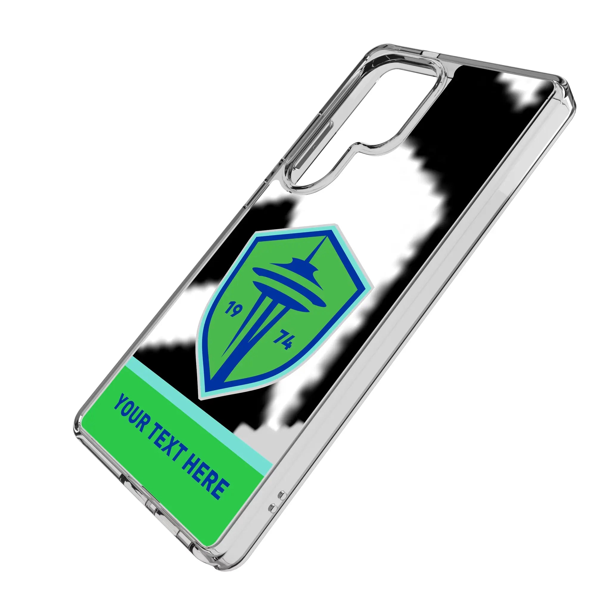 Seattle Sounders FC Personalized EndZone Plus Galaxy Clear Phone Case for Samsung Galaxy - Isometric View