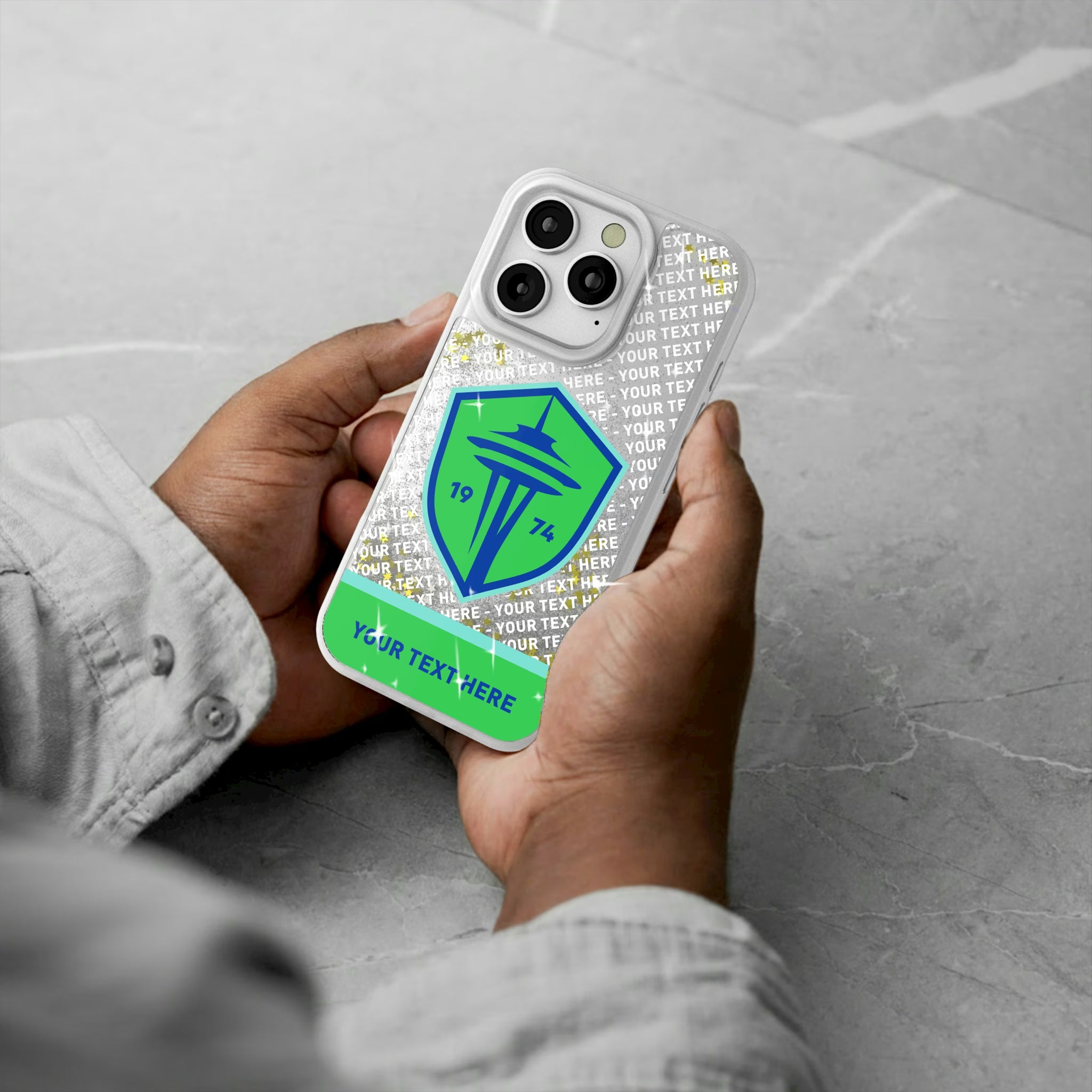 Seattle Sounders FC Personalized EndZone Plus iPhone Glitter Phone Case for Apple iPhone - Lifestyle#Device_iPhone 16 Pro
