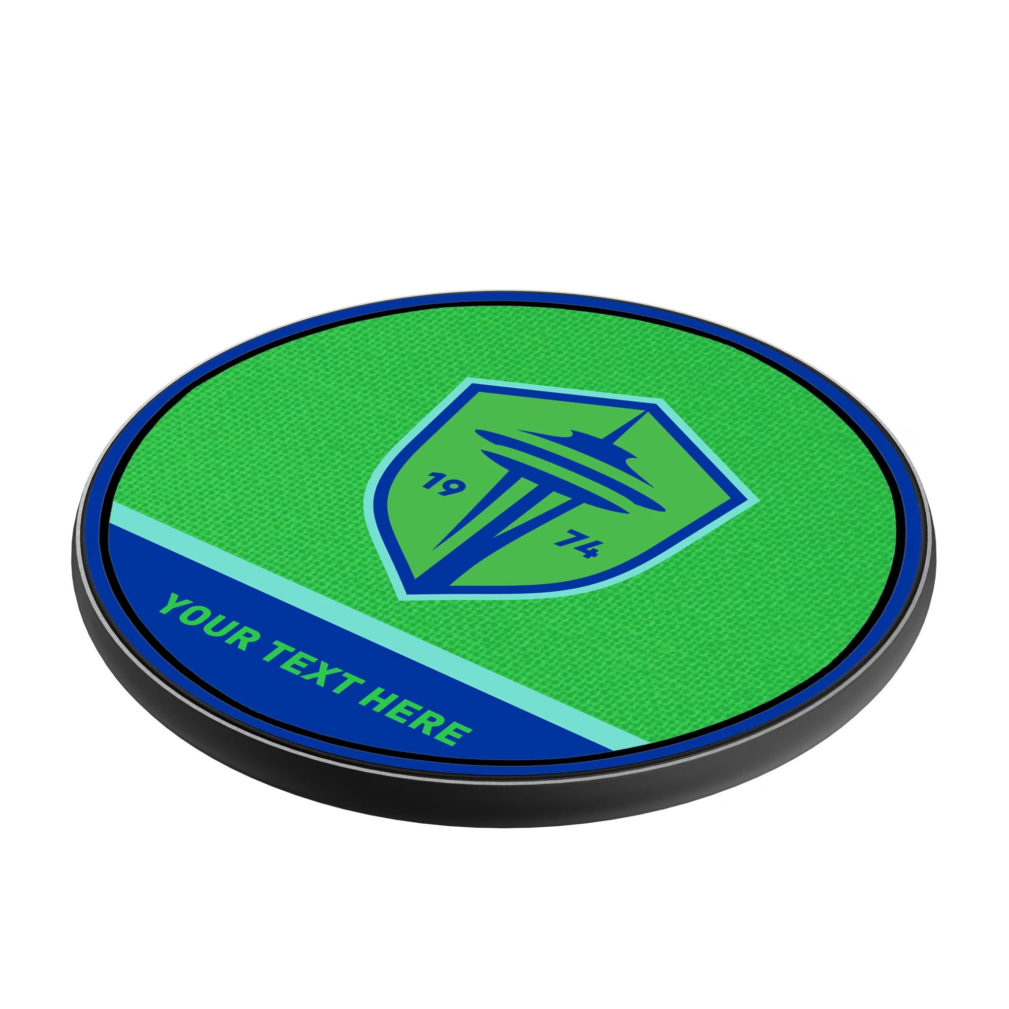 Seattle Sounders FC Personalized Endzone Solid 15-Watt Wireless Charger - Isometric View