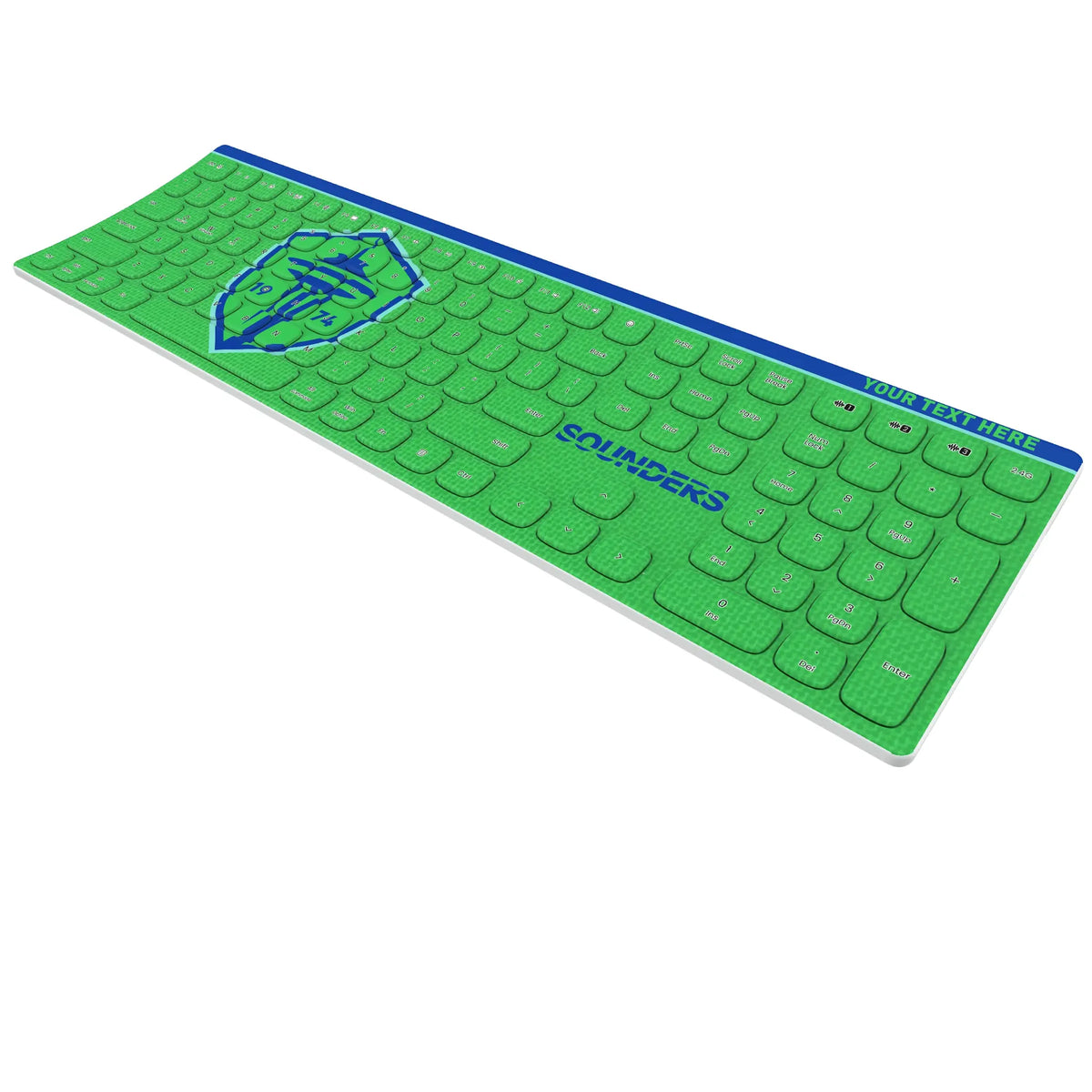 Seattle Sounders FC Personalized Endzone Solid KKB605 Curved Wireless Keyboard - Isometric View