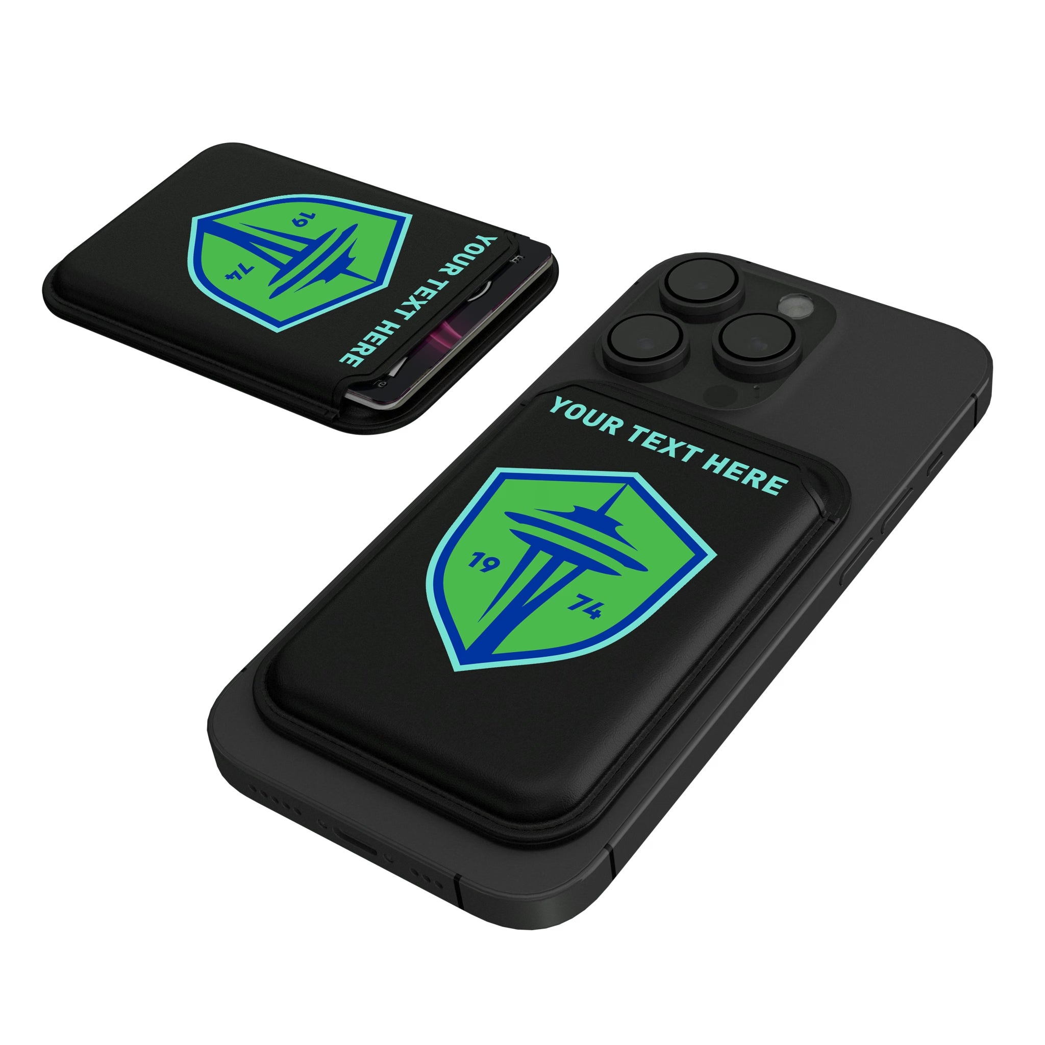 Seattle Sounders FC Personalized Insignia Black Magnetic Credit Card Wallet