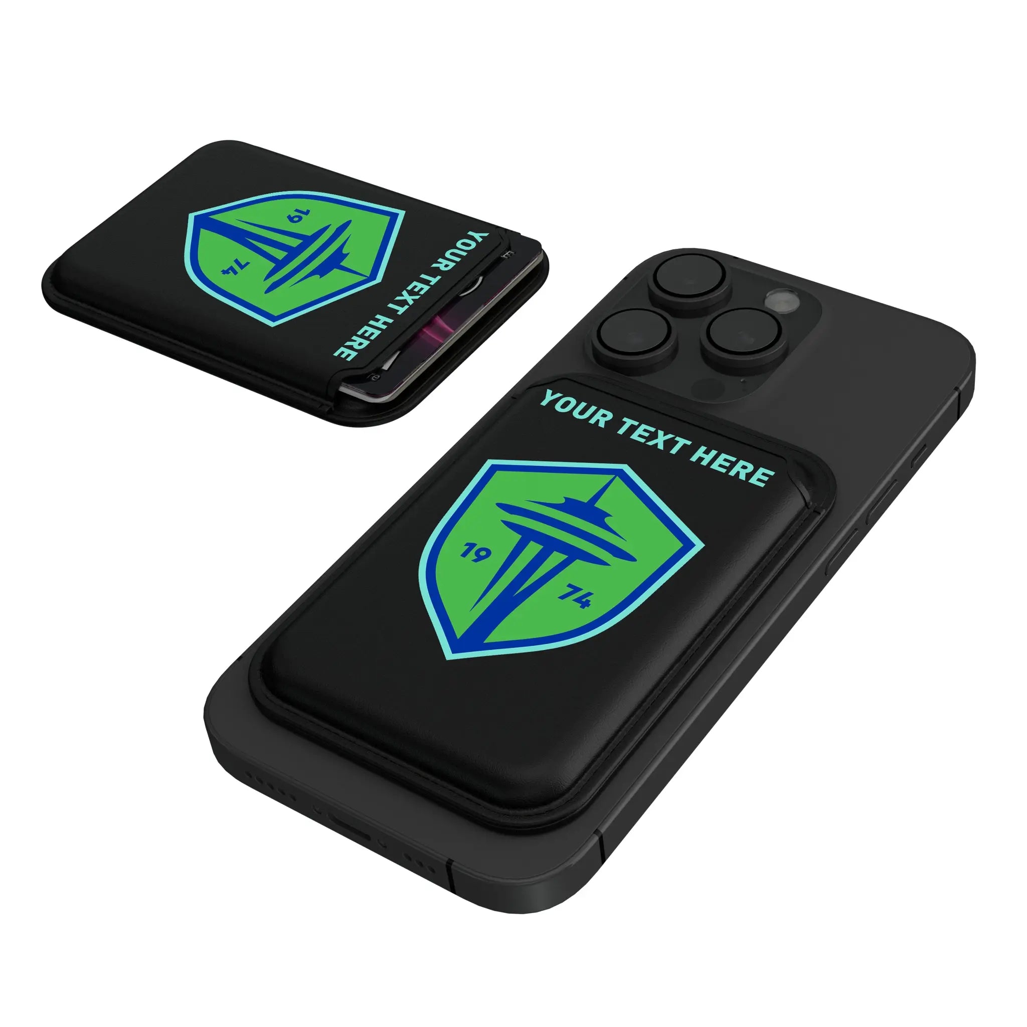 Seattle Sounders FC Personalized Insignia Black Magnetic Credit Card Wallet