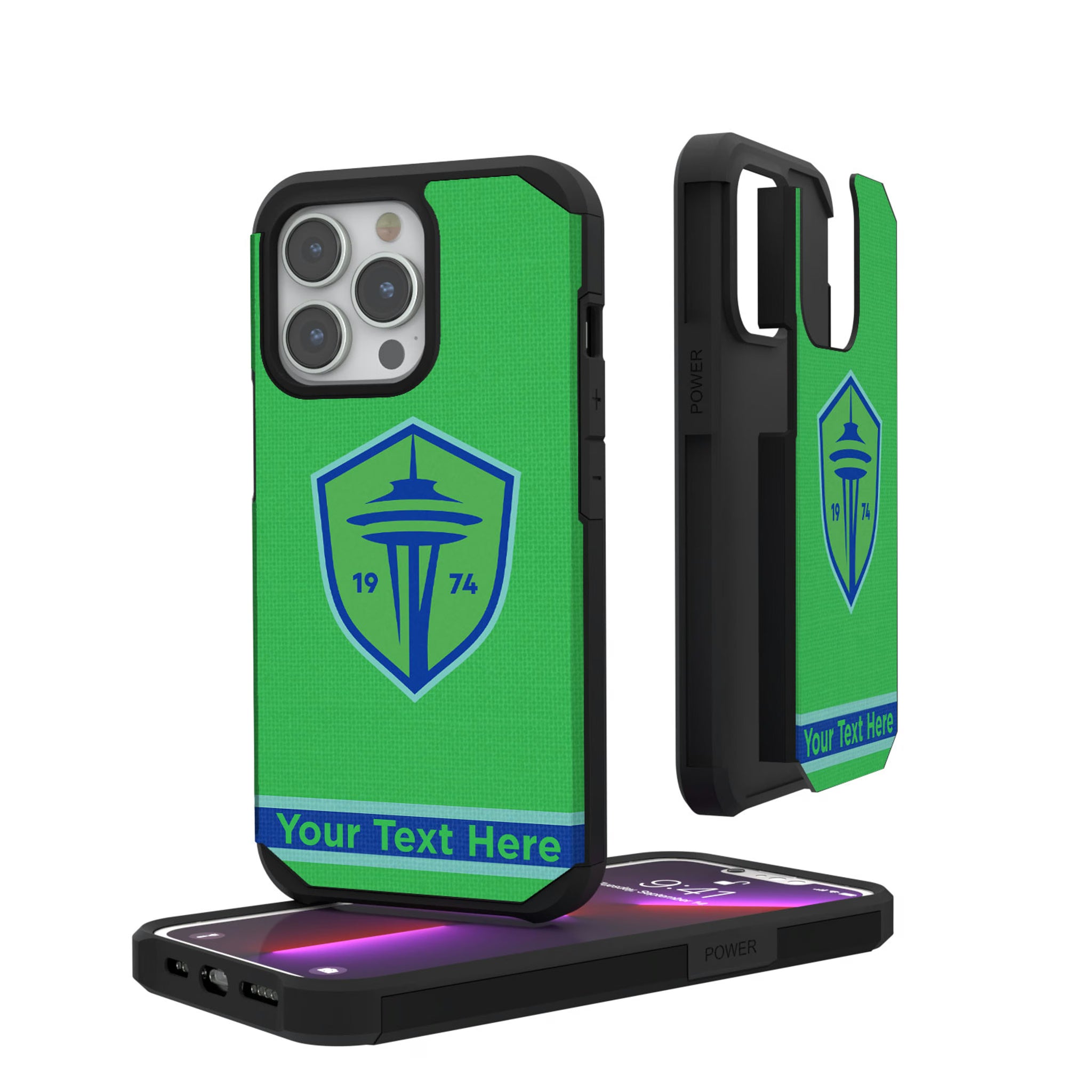 Seattle Sounders FC Personalized Stripe iPhone Rugged Phone Case for Apple iPhone