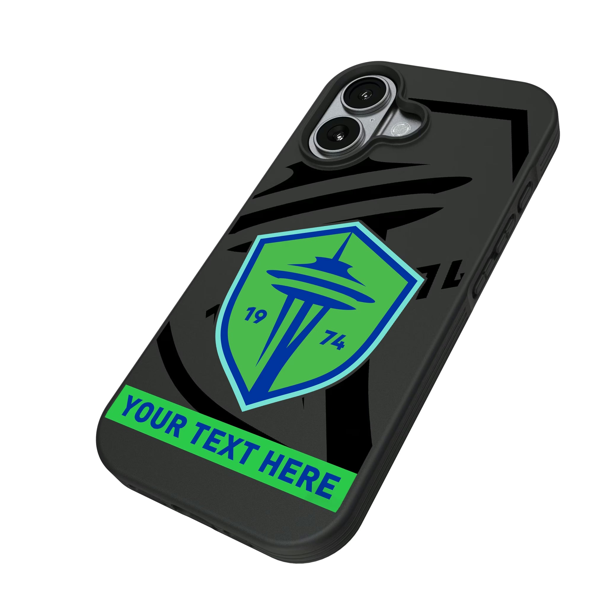 Seattle Sounders FC Personalized Tilt iPhone Bump Phone Case for Apple iPhone - Isometric View#Device_iPhone 17
