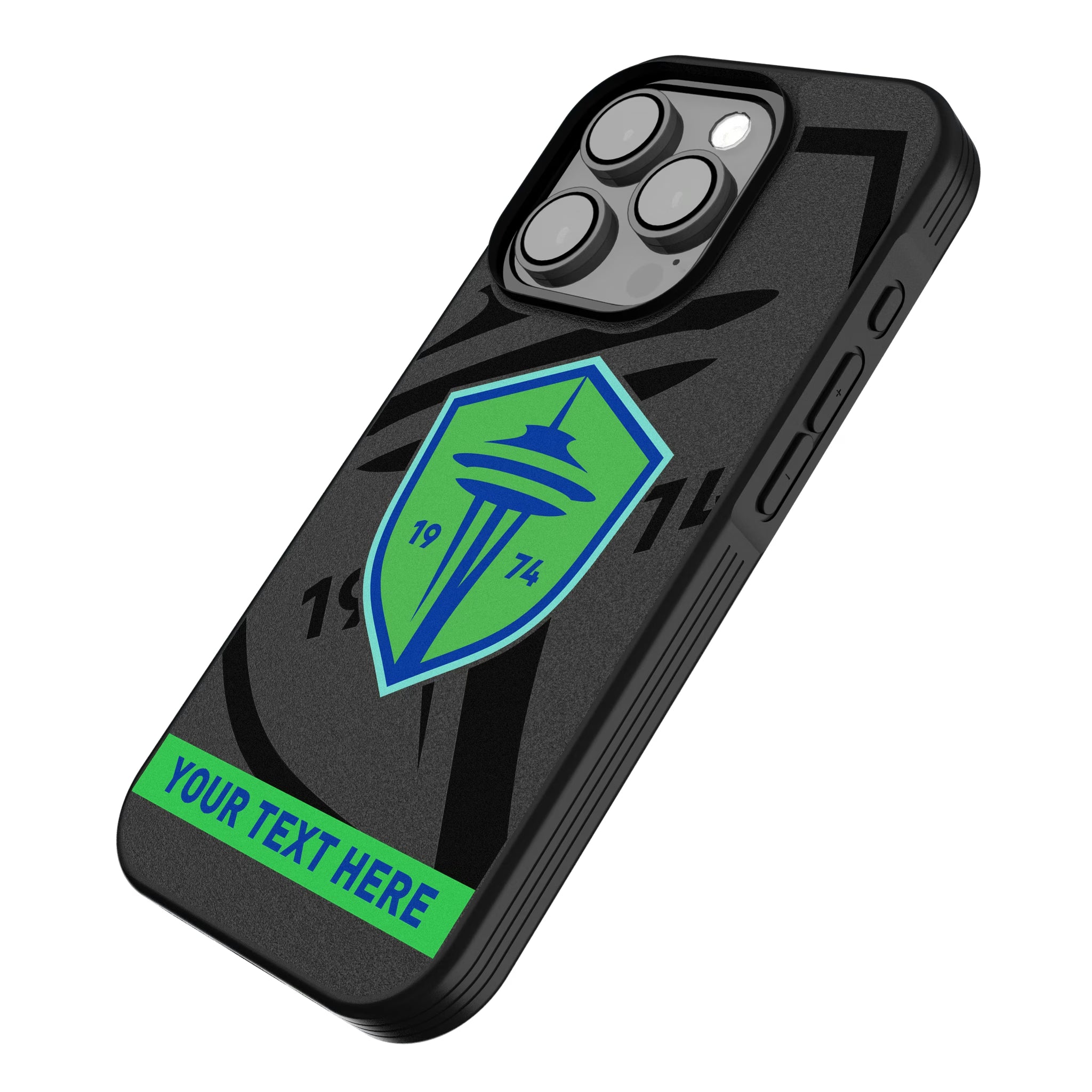 Seattle Sounders FC Personalized Tilt iPhone Bump Phone Case for Apple iPhone - Isometric View