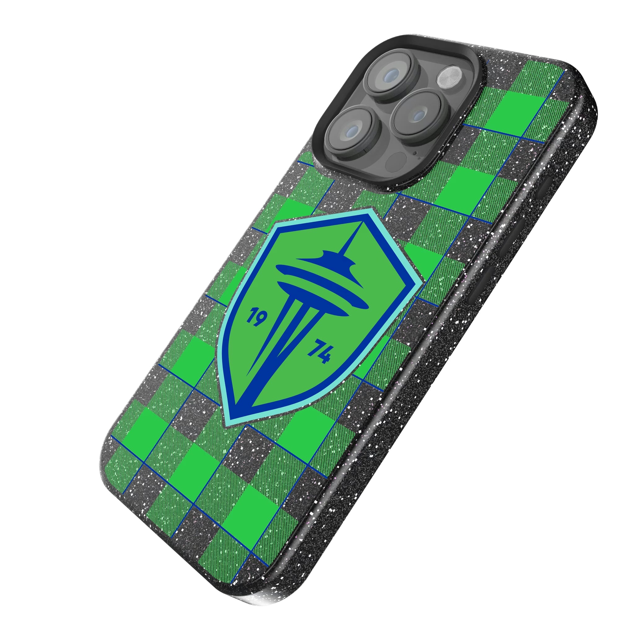Seattle Sounders FC Plaid iPhone Bling Phone Case for Apple iPhone - Isometric View