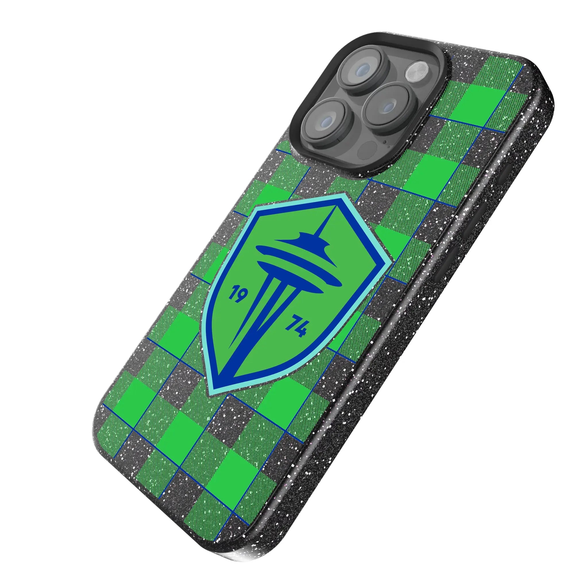 Seattle Sounders FC Plaid iPhone Bling Phone Case for Apple iPhone - Isometric View