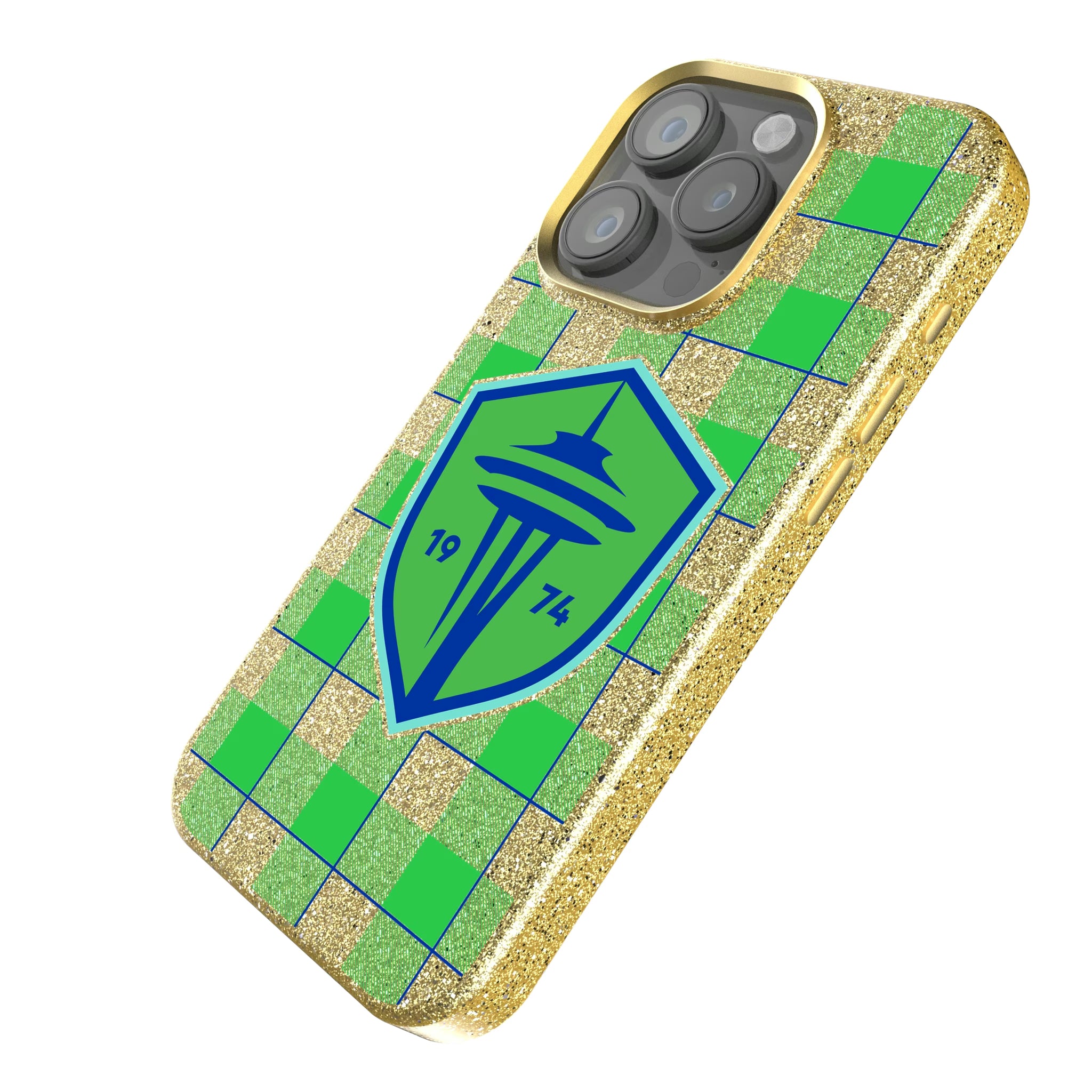 Seattle Sounders FC Plaid iPhone Bling Phone Case for Apple iPhone - Isometric View