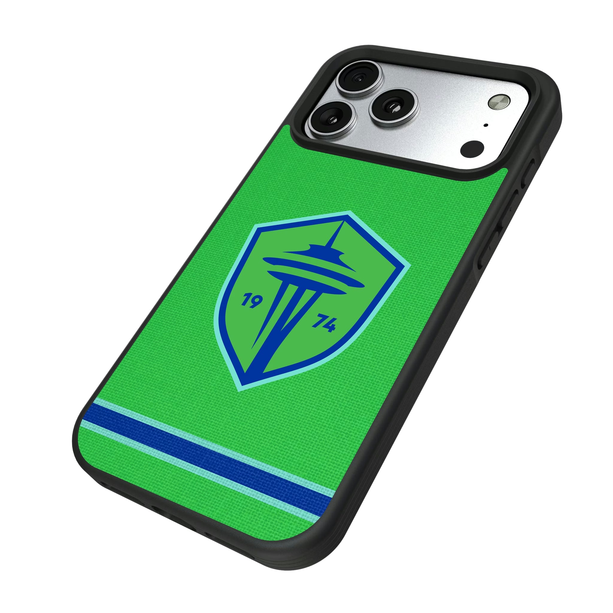 Seattle Sounders FC Stripe iPhone Bump Phone Case for Apple iPhone - Isometric View#Device_iPhone 17 Pro Max