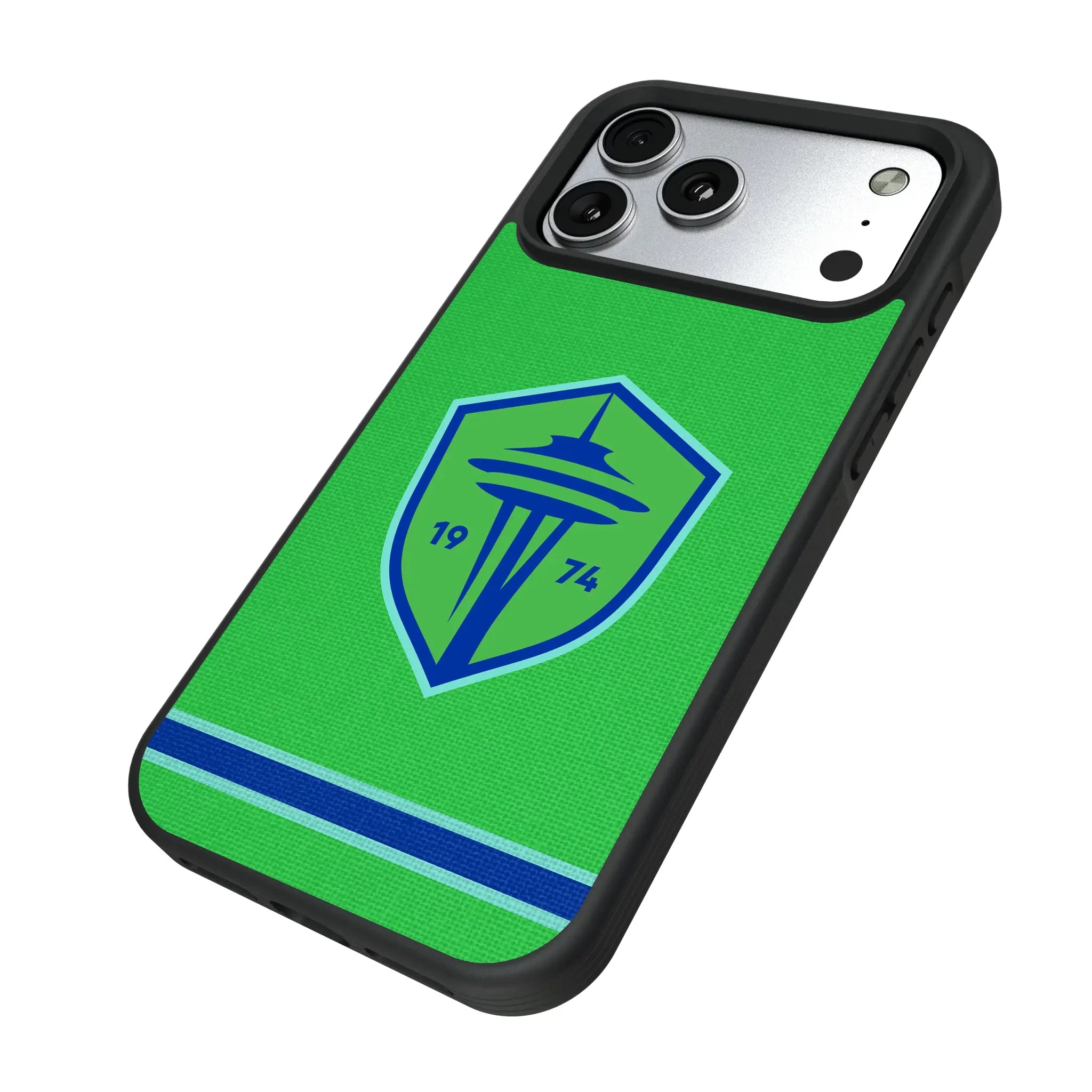 Seattle Sounders FC Stripe iPhone Bump Phone Case for Apple iPhone - Isometric View#Device_iPhone 17 Pro Max