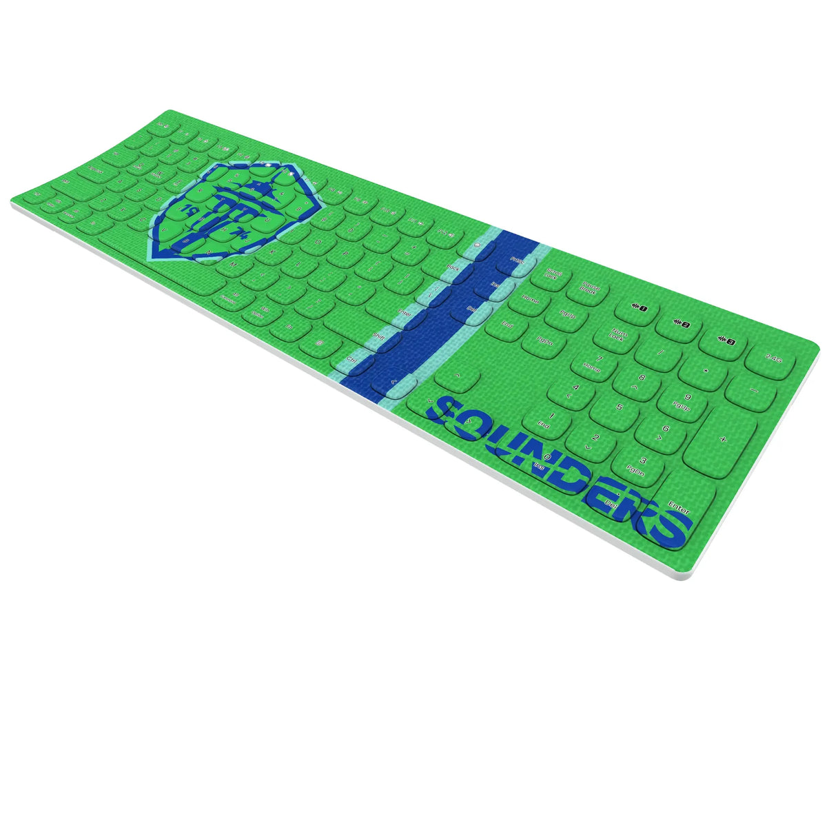 Seattle Sounders FC Stripe KKB605 Curved Wireless Keyboard - Isometric View