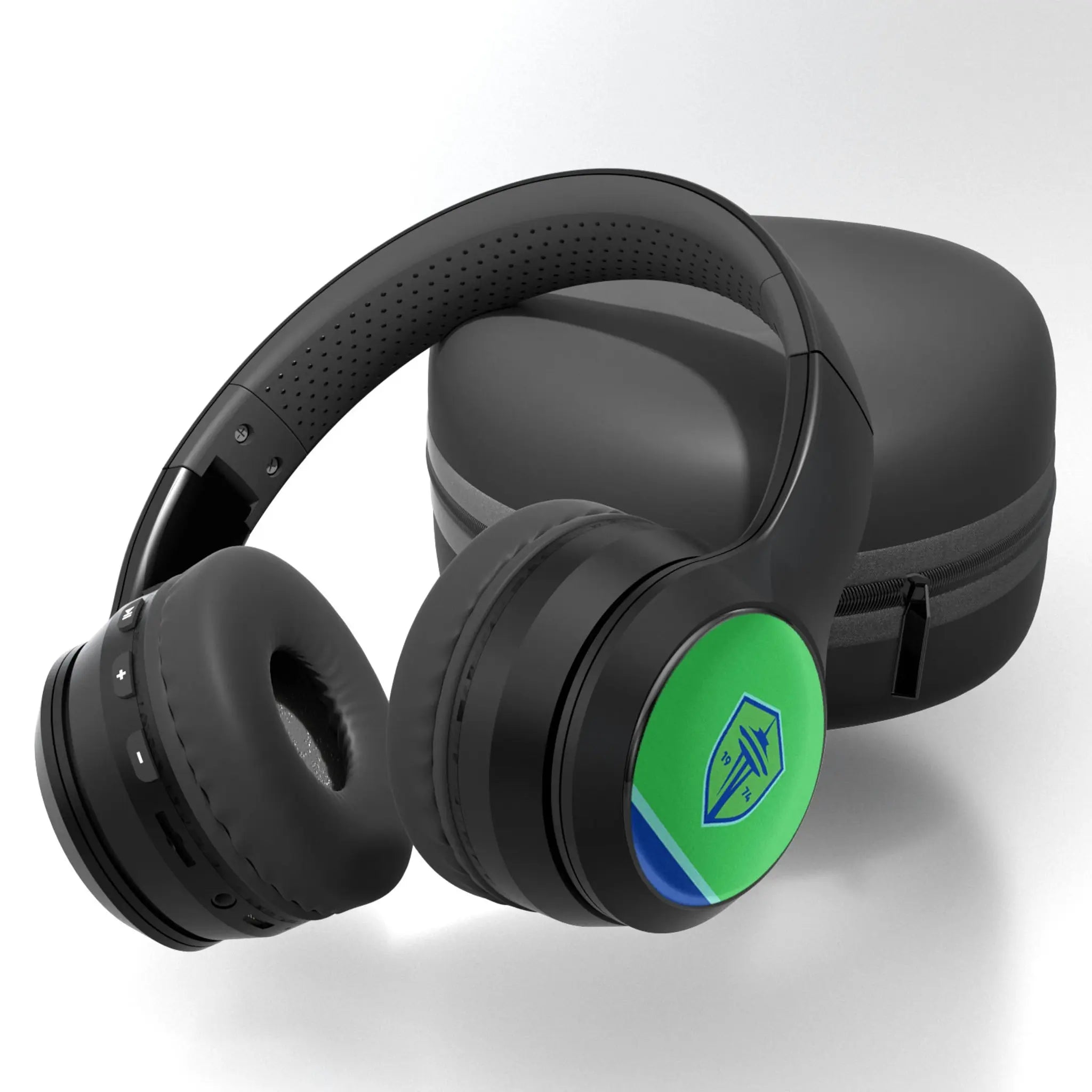 Seattle Sounders FC Stripe Wireless Over-Ear BT Headphones With Case