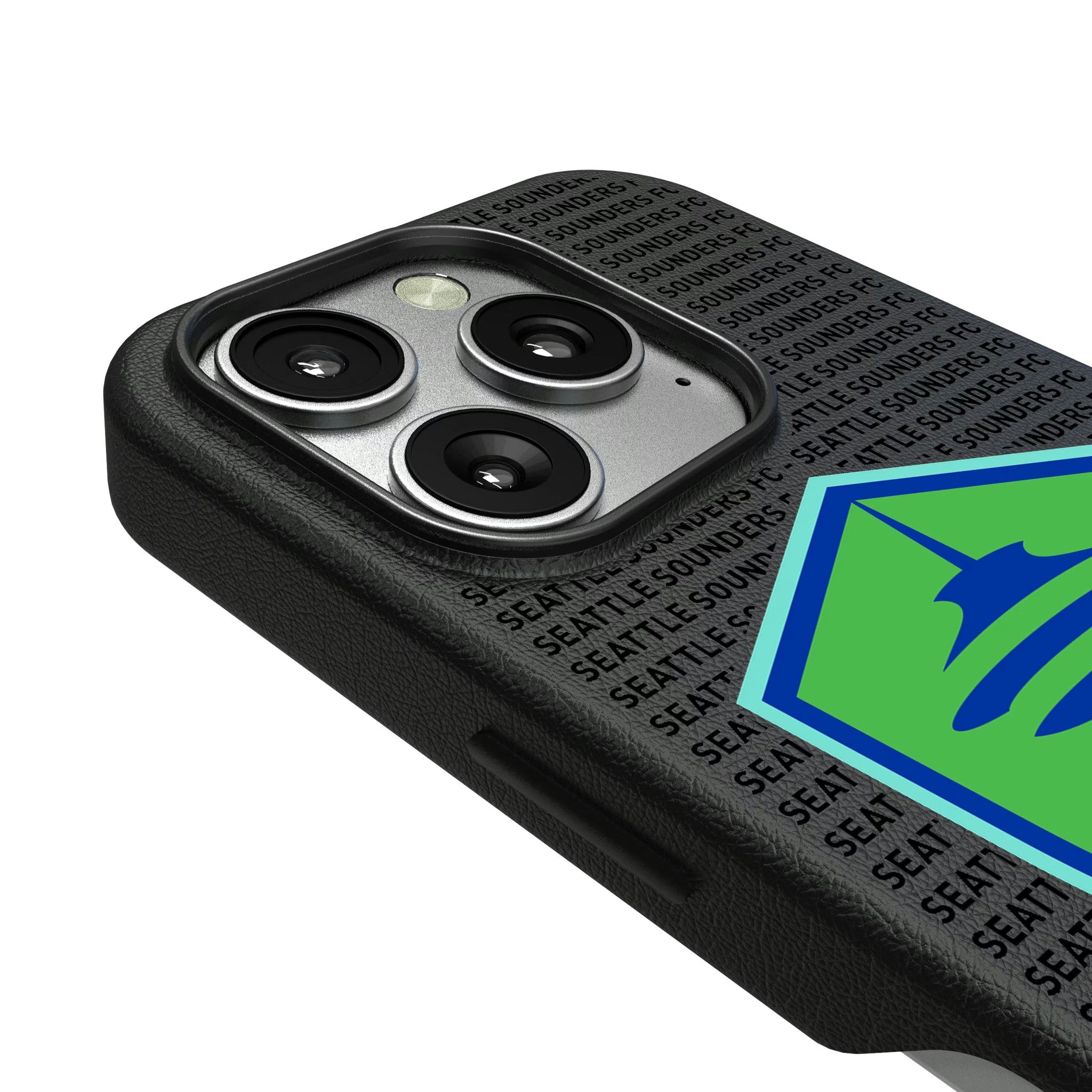 Seattle Sounders FC Text Backdrop iPhone MagSafe Compatible Phone Case for Apple iPhone - Detail