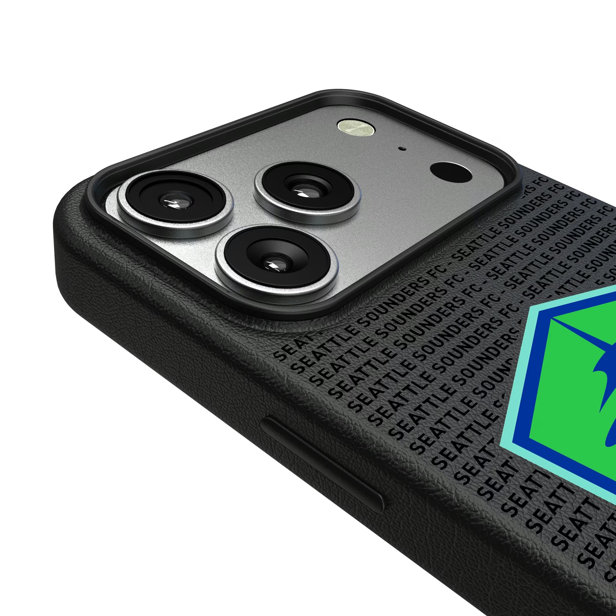 Seattle Sounders FC Text Backdrop iPhone MagSafe Compatible Phone Case for Apple iPhone - Detail#Device_iPhone 17 Pro