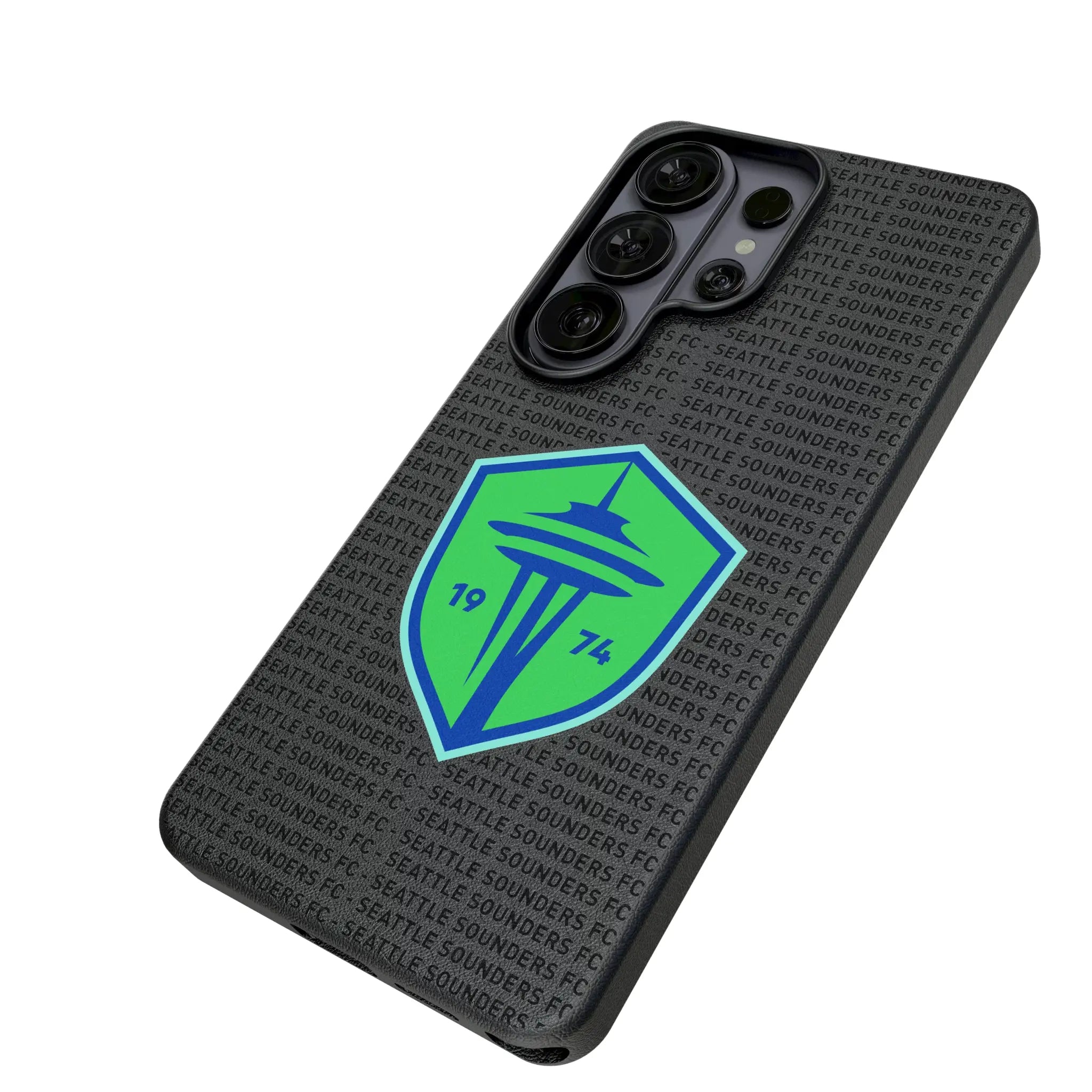 Seattle Sounders FC Text Backdrop Galaxy MagSafe Compatible Phone Case for Samsung Galaxy - Isometric View#Device_Galaxy S26 Ultra
