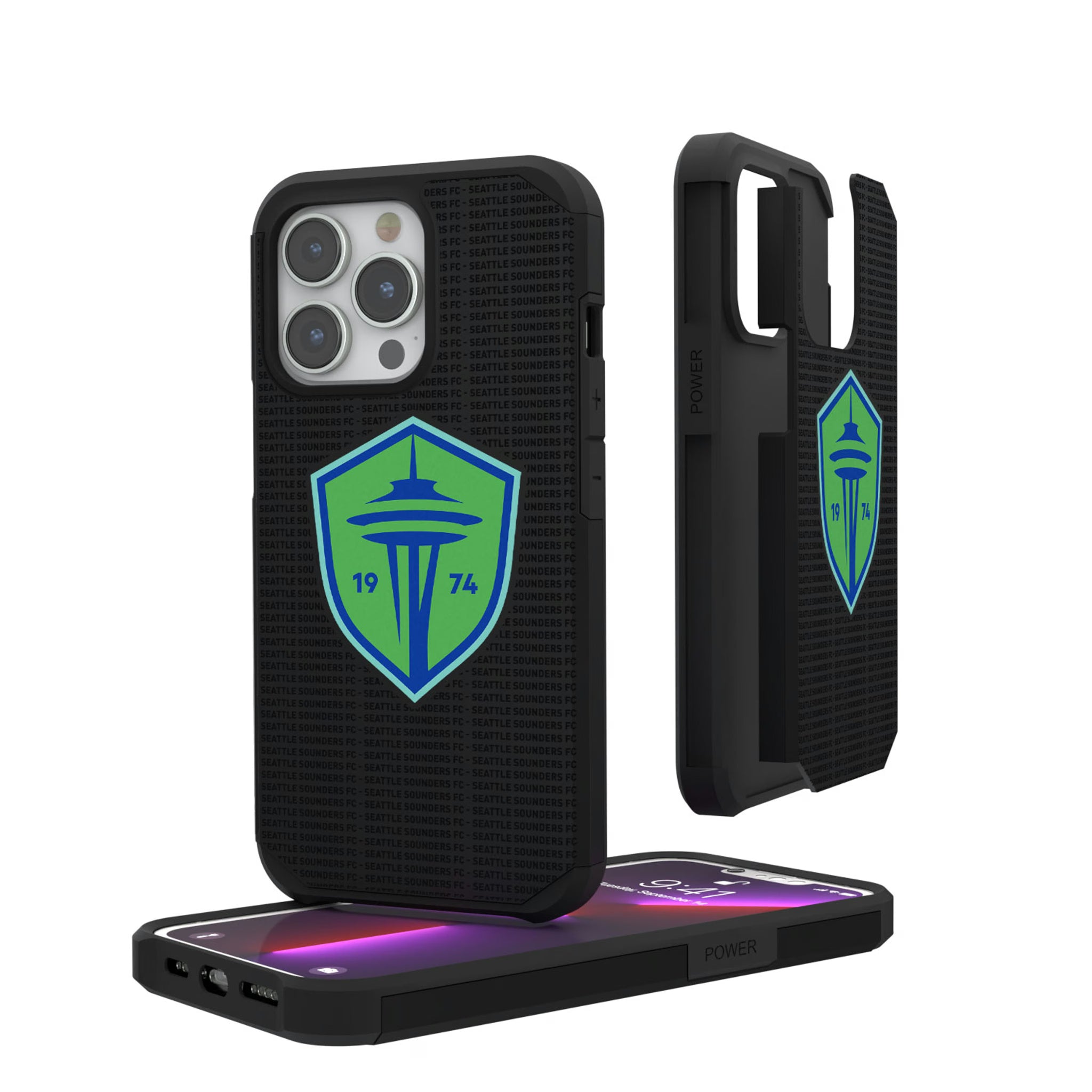 Seattle Sounders FC Text Backdrop iPhone Rugged Phone Case for Apple iPhone