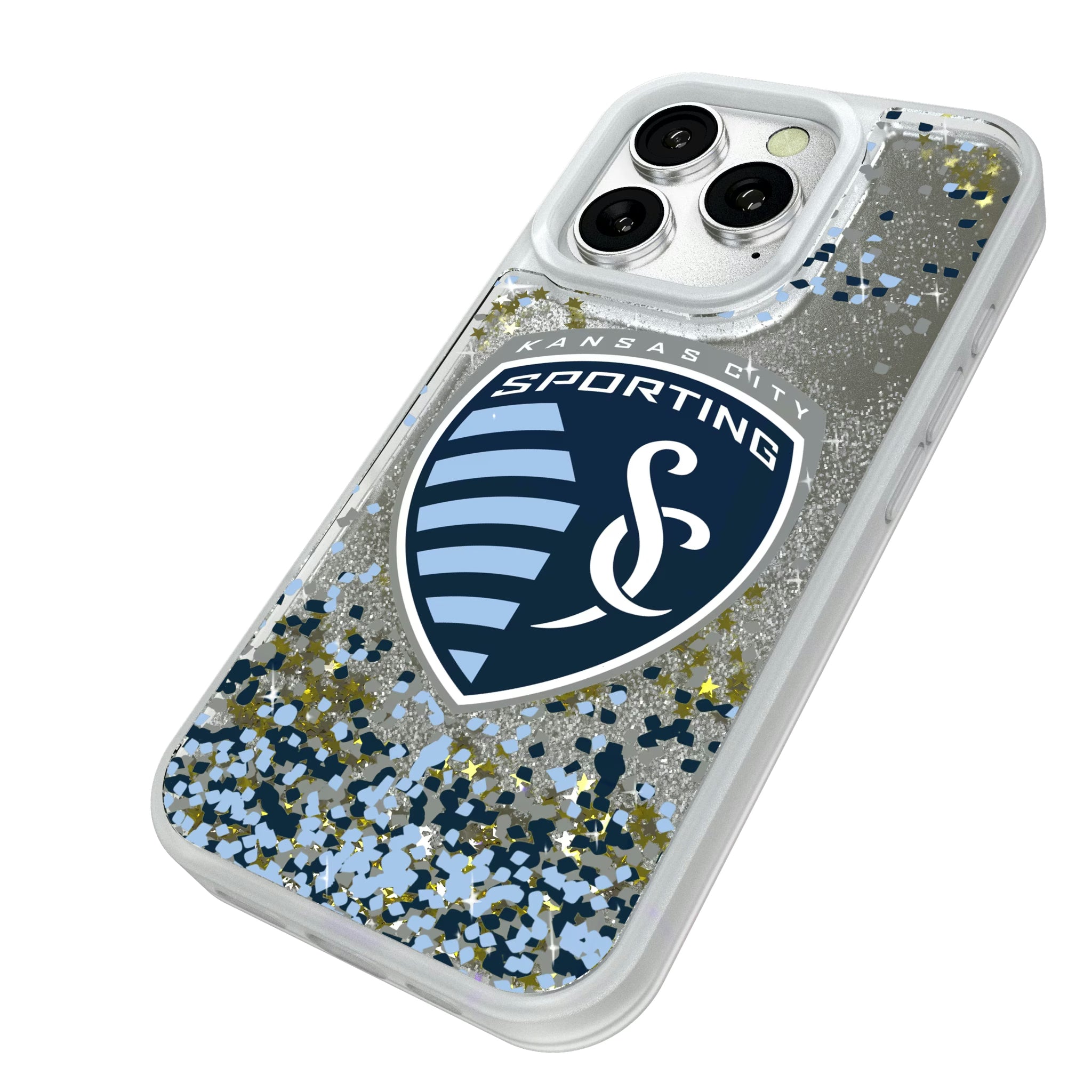 Sporting Kansas City Confetti iPhone Glitter Phone Case for Apple iPhone - Isometric View#Device_iPhone 16 Pro