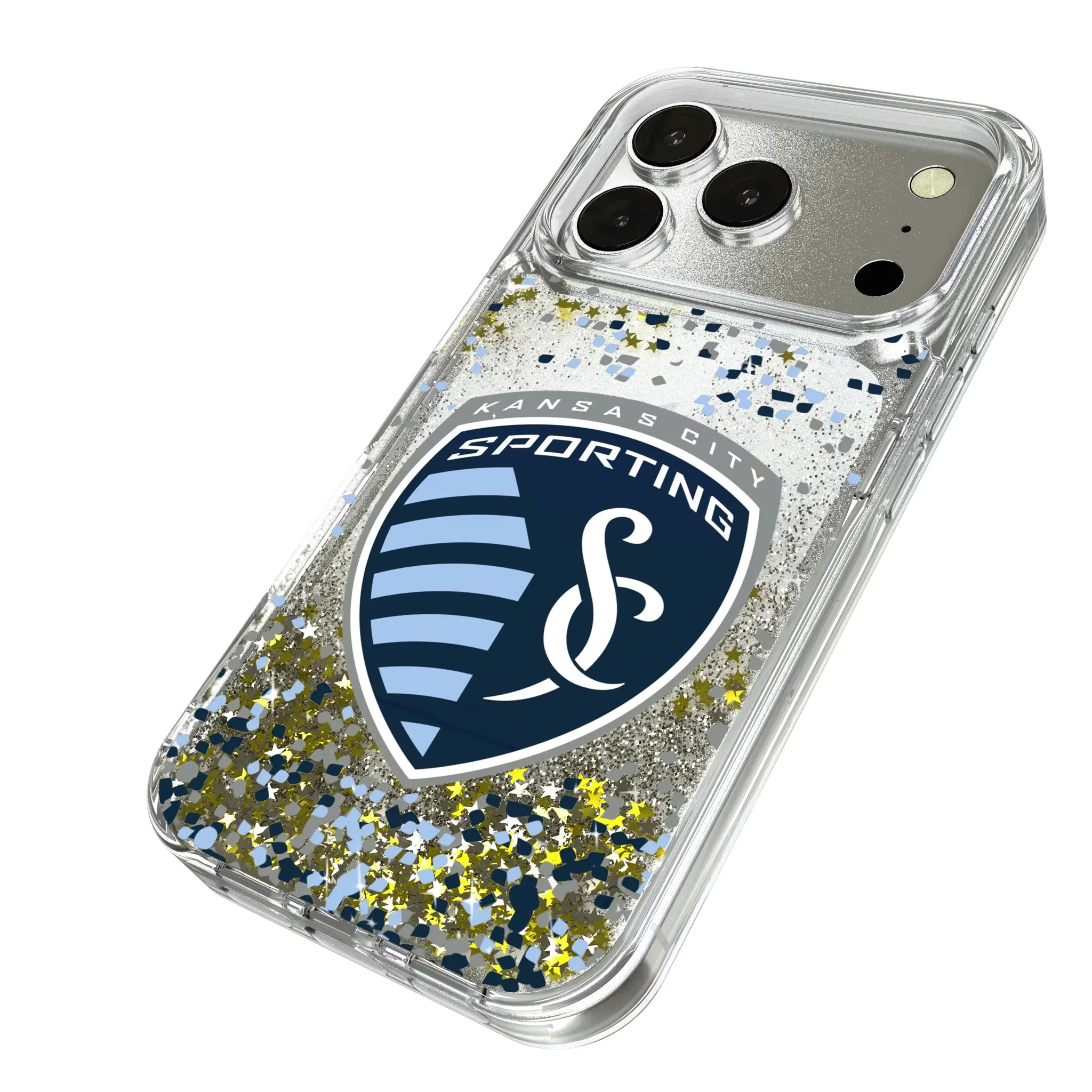 Sporting Kansas City Confetti iPhone Glitter Phone Case for Apple iPhone - Isometric View