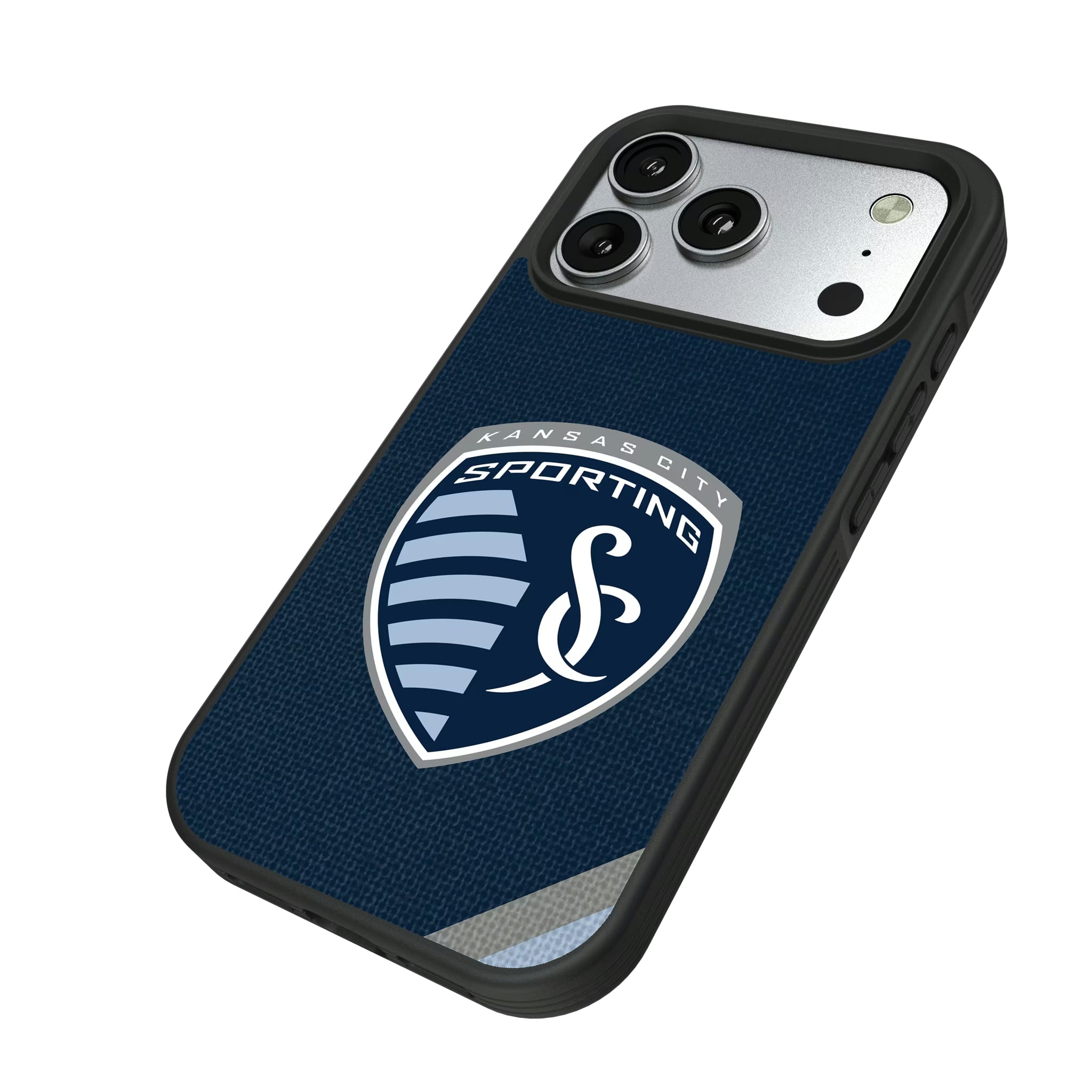 Sporting Kansas City Diagonal Stripe iPhone Bump Phone Case for Apple iPhone - Isometric View#Device_iPhone 17 Pro