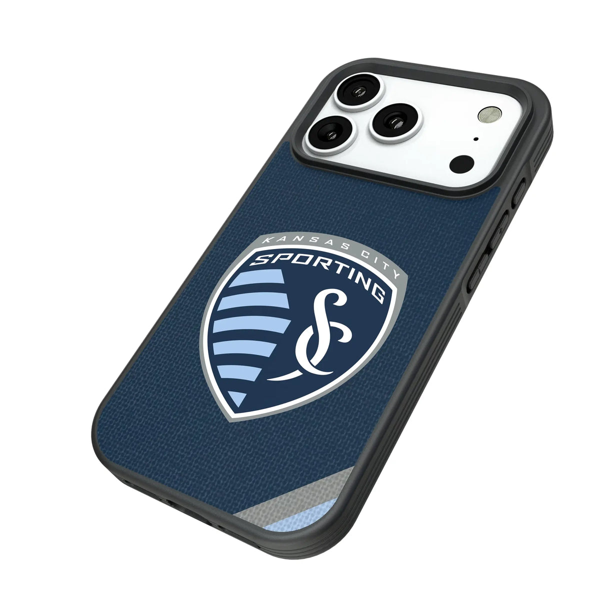 Sporting Kansas City Diagonal Stripe iPhone Bump Phone Case for Apple iPhone - Isometric View#Device_iPhone 18 Pro