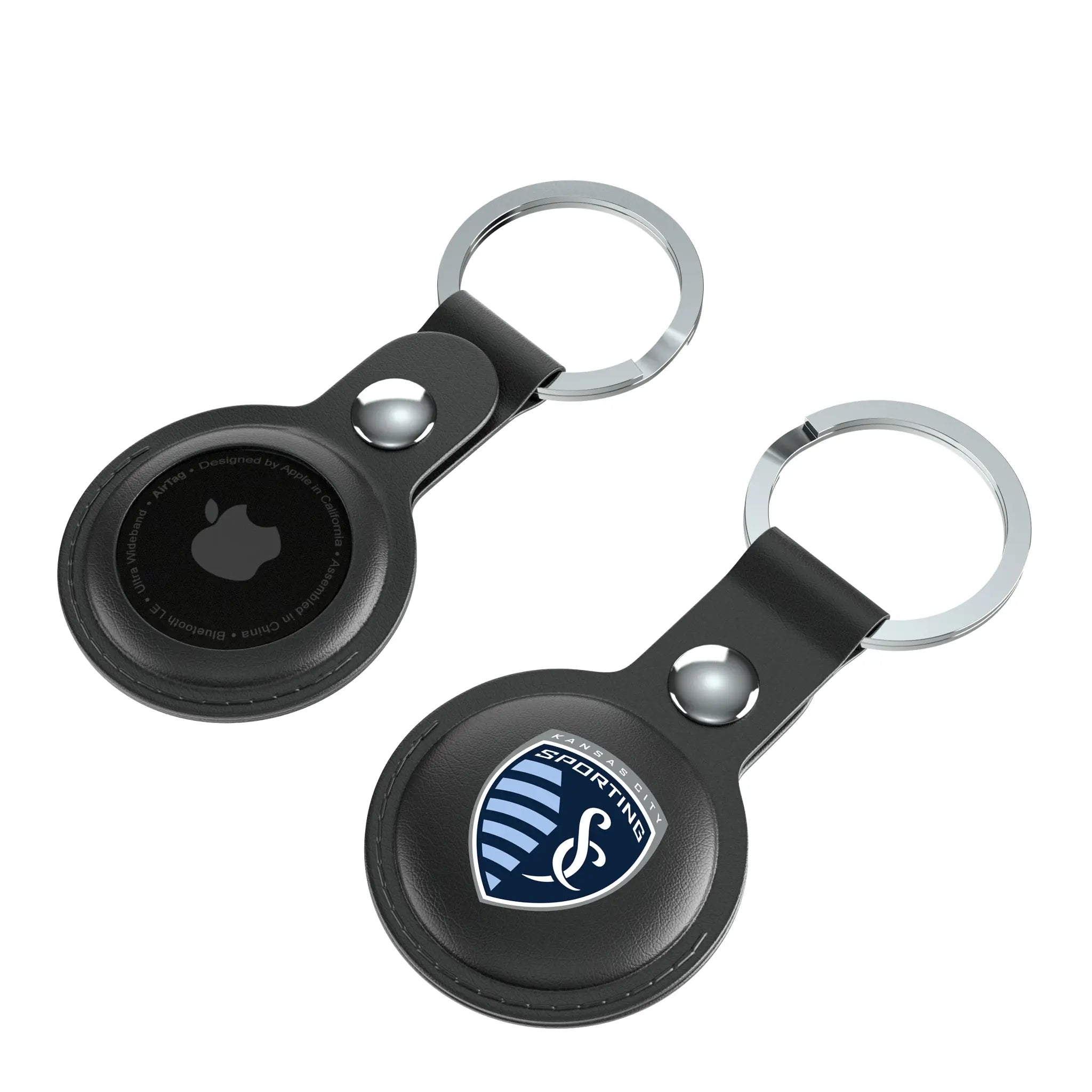 Sporting Kansas City Insignia AirTag Black Airtag Holder 2-Pack - Isometric View