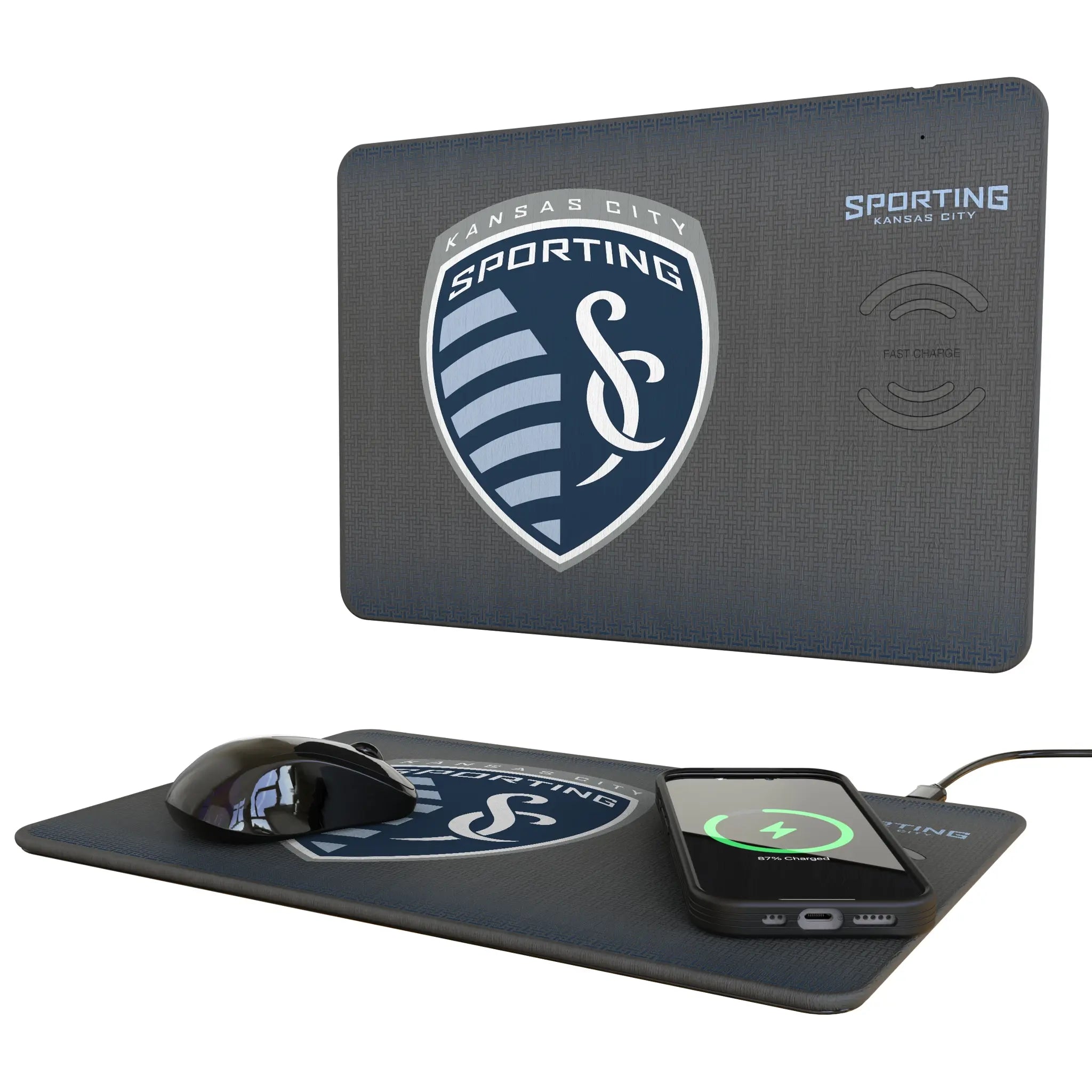 Sporting Kansas City Linen 15-Watt Wireless Charger and Mouse Pad