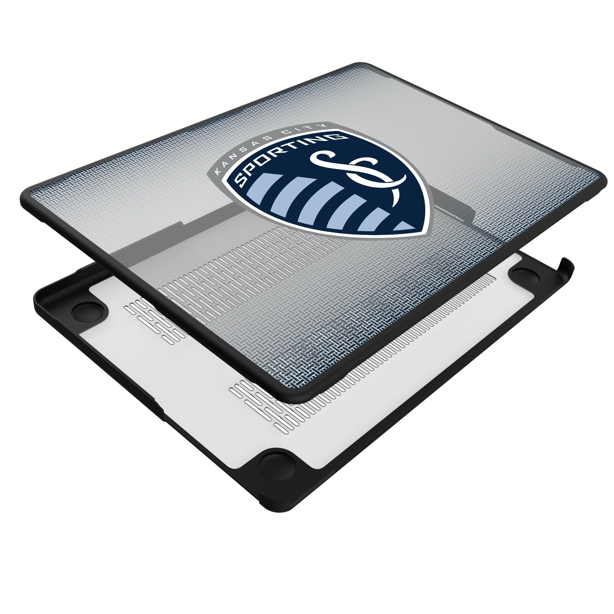 Sporting Kansas City Linen MacBook Laptop Case for Apple MacBook - Isometric View#Device_MacBook Pro (14-inch, 2021) / MacBook Pro (14-inch, 2023) / MacBook Pro (14-inch, 2024)