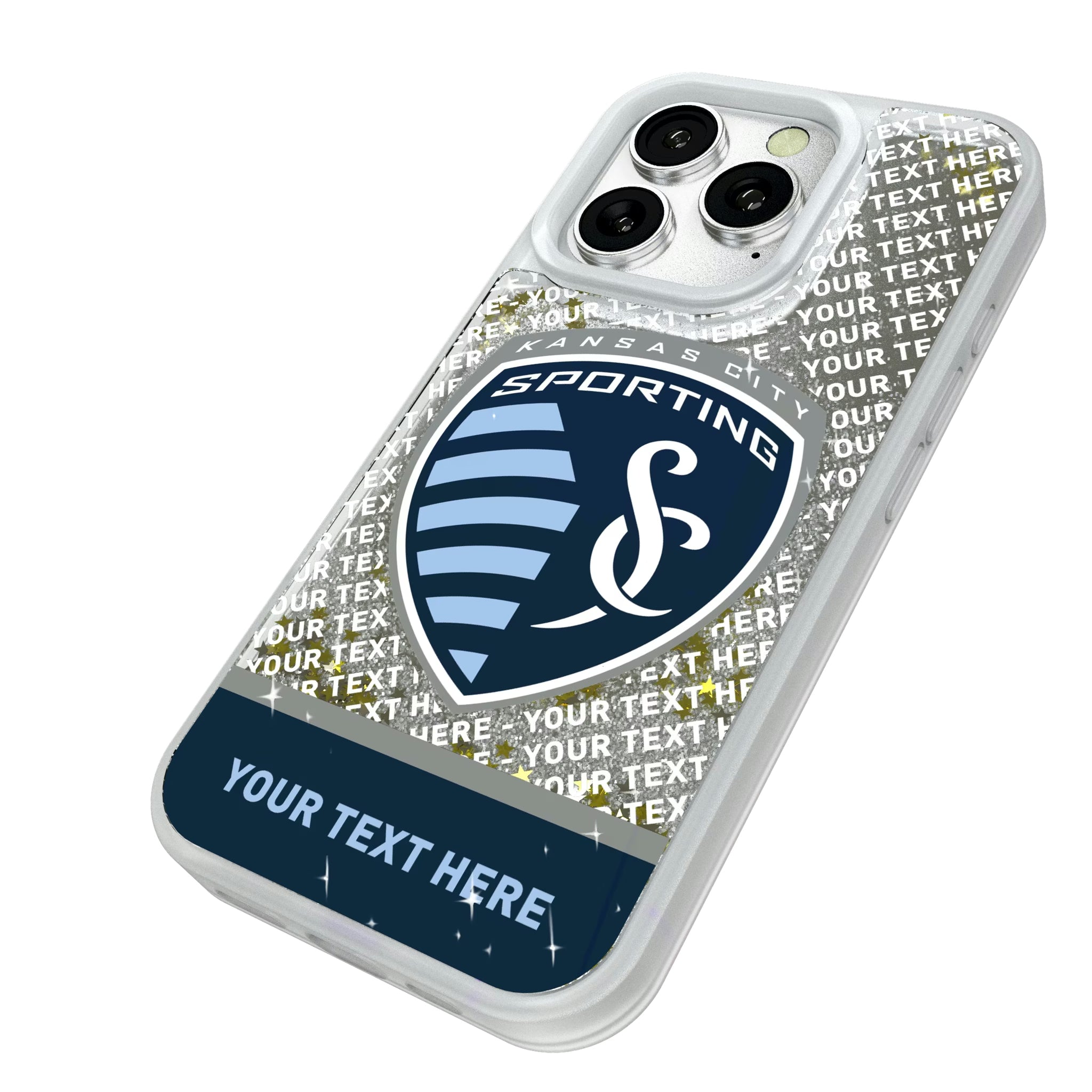 Sporting Kansas City Personalized EndZone Plus iPhone Glitter Phone Case for Apple iPhone - Isometric View#Device_iPhone 16 Pro