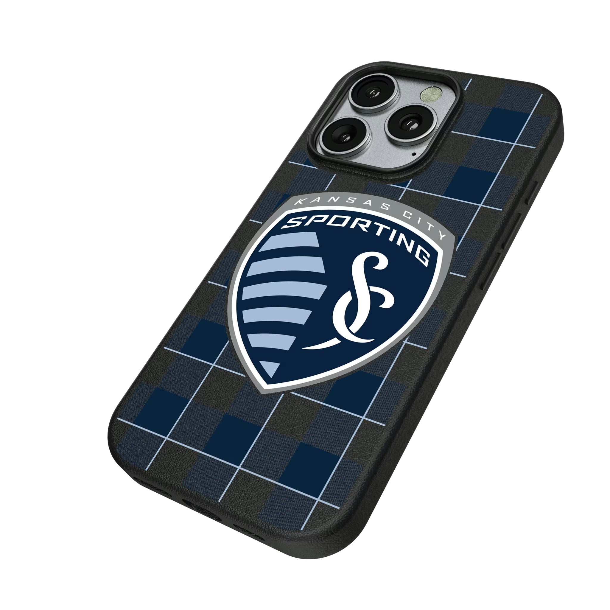 Sporting Kansas City Plaid iPhone MagSafe Compatible Phone Case for Apple iPhone - Isometric View