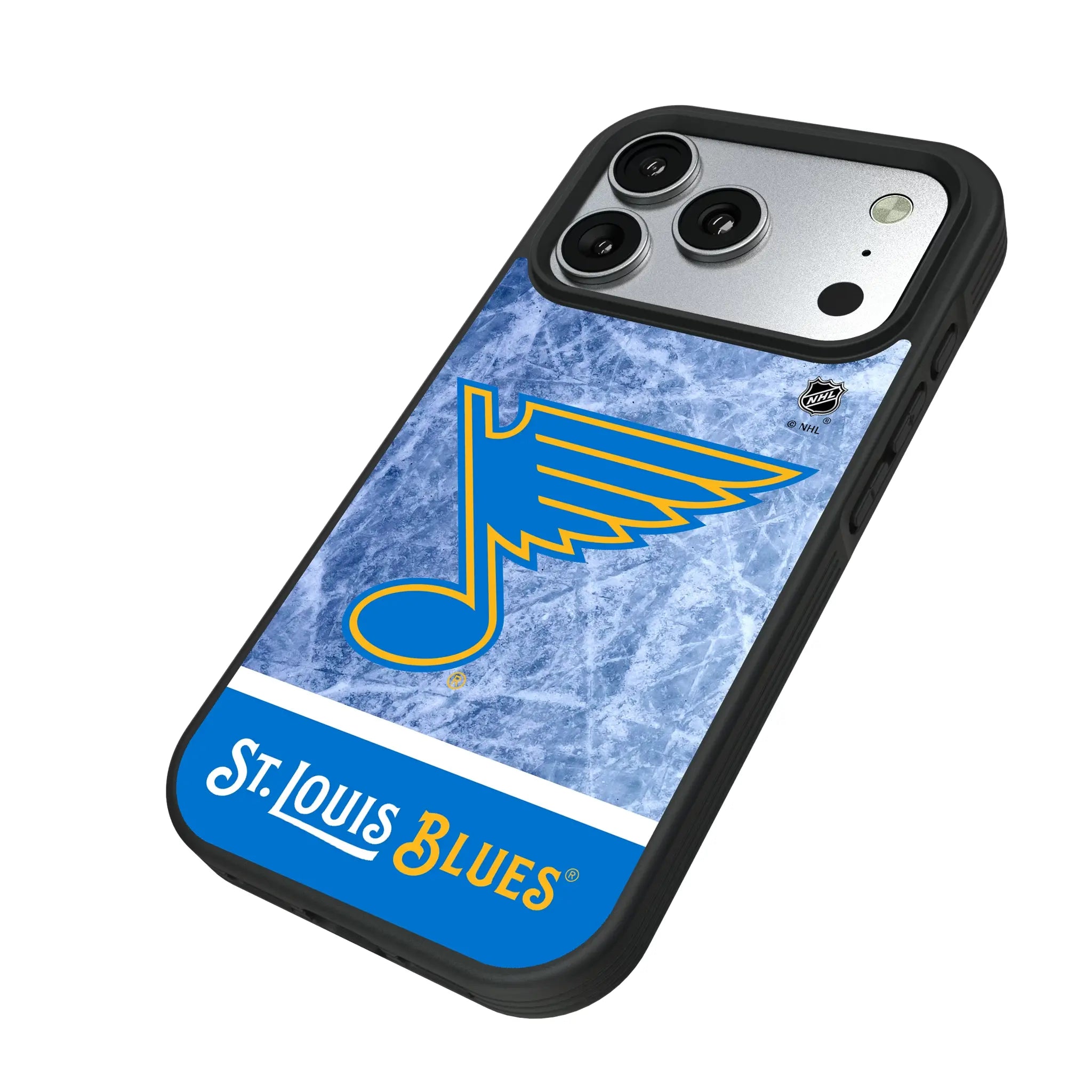 St. Louis Blues Ice Wordmark iPhone Bump Phone Case for Apple iPhone - Isometric View#Device_iPhone 17 Pro