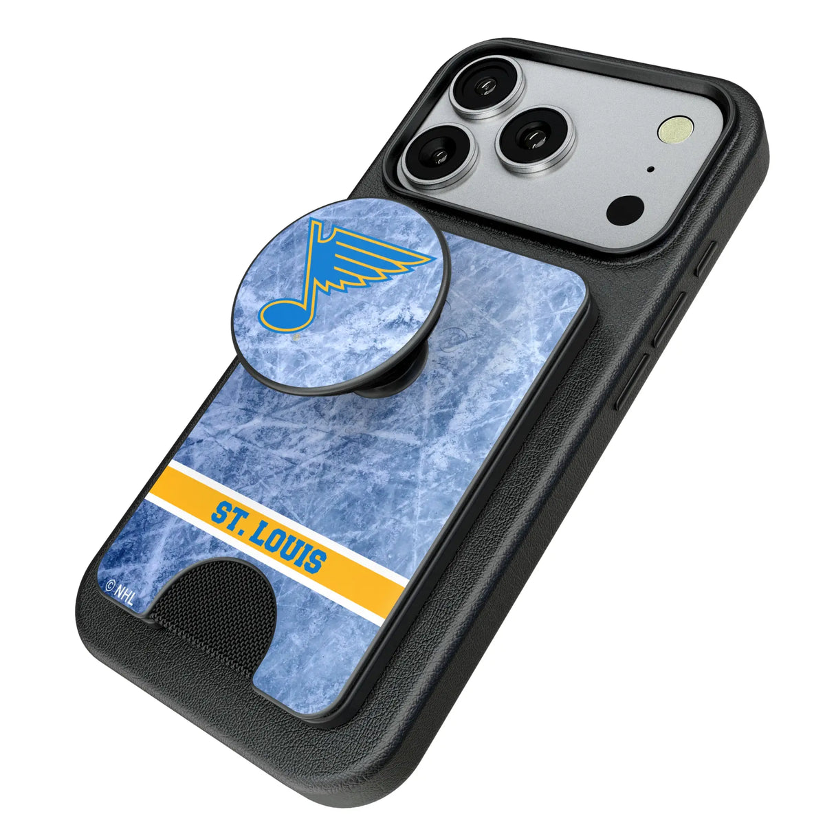 St. Louis Blues Ice Wordmark Popsockets Wallet Magnetic - Isometric View