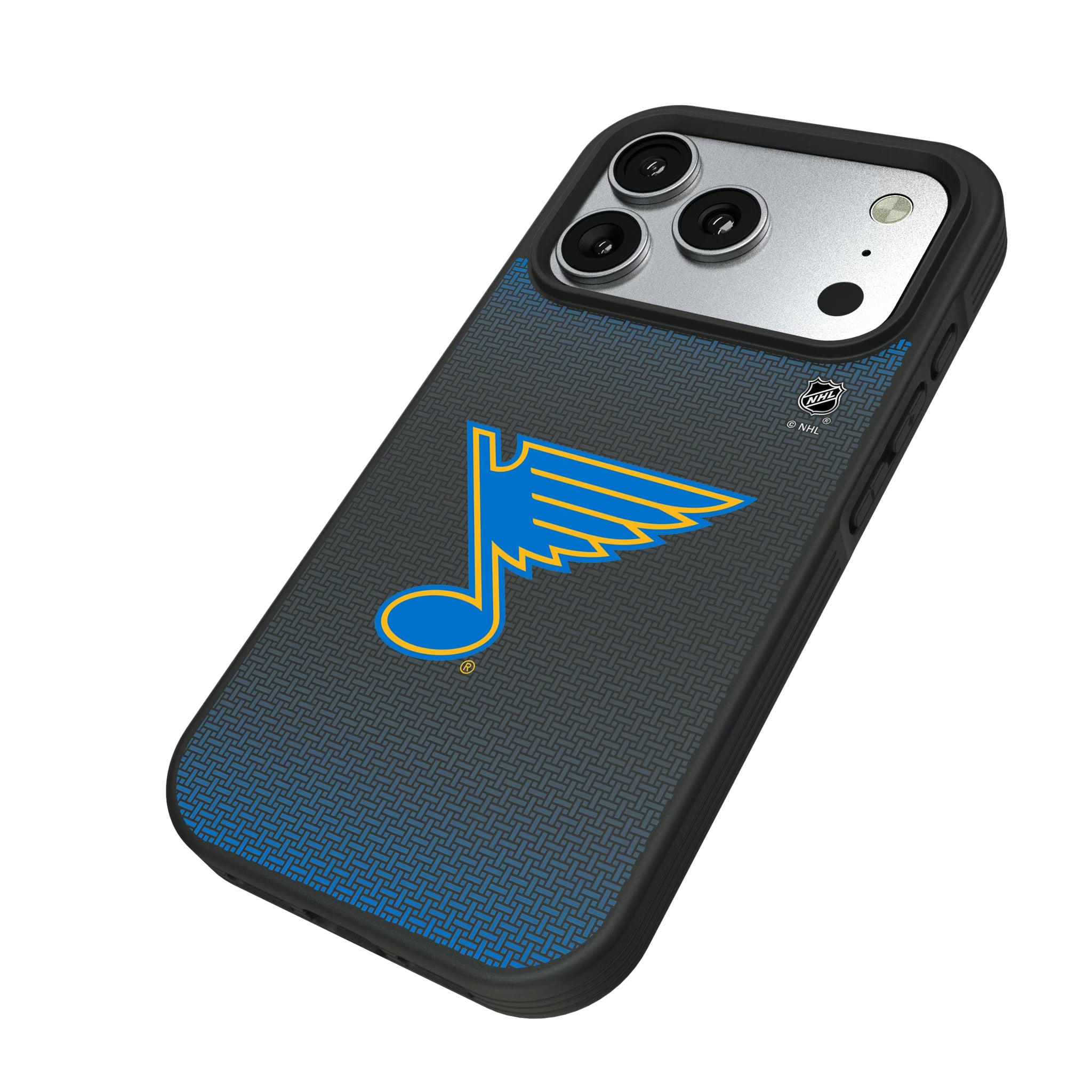 St. Louis Blues Linen iPhone Bump Phone Case for Apple iPhone - Isometric View#Device_iPhone 17 Pro