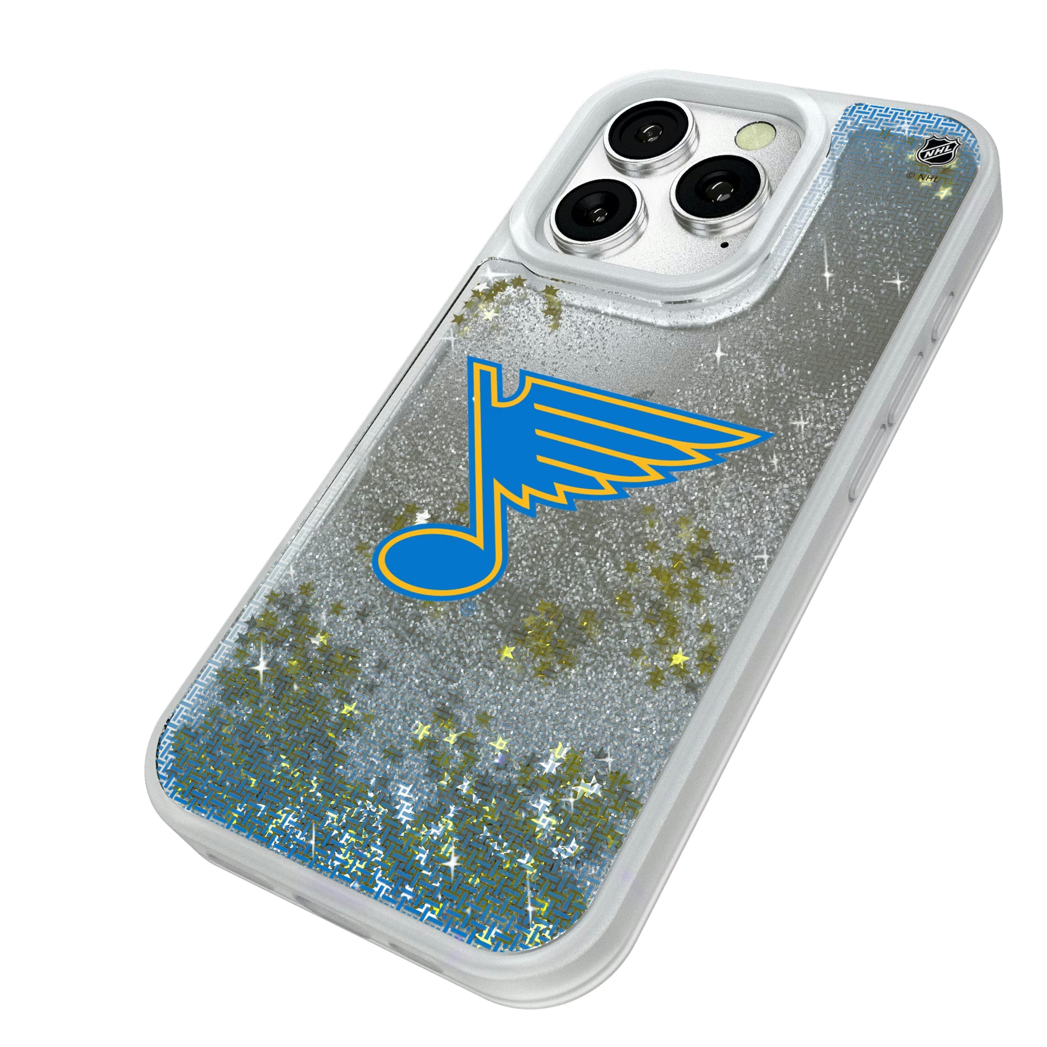 St. Louis Blues Linen iPhone Glitter Phone Case for Apple iPhone - Isometric View#Device_iPhone 16 Pro