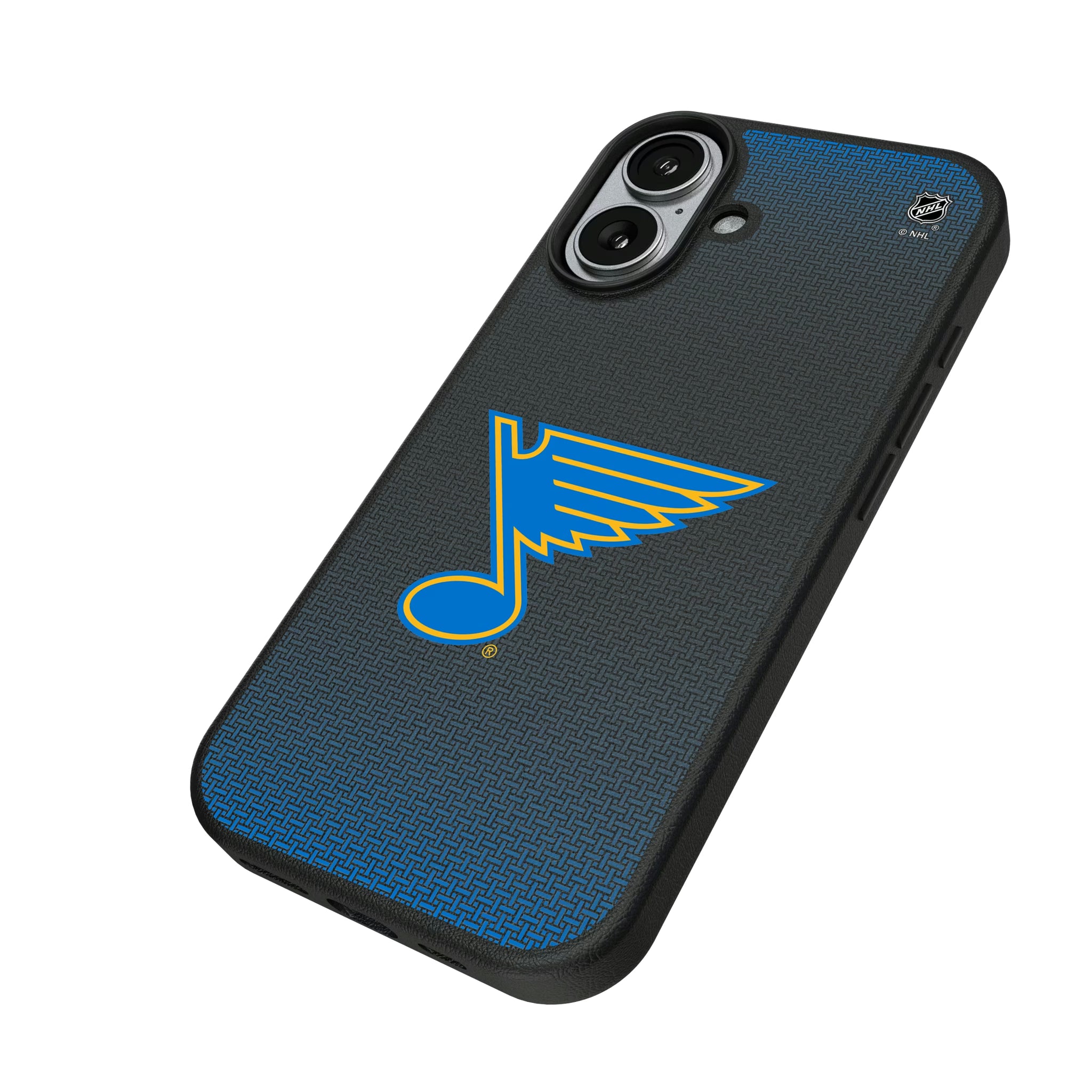 St. Louis Blues Linen iPhone MagSafe Compatible Phone Case for Apple iPhone - Isometric View#Device_iPhone 17