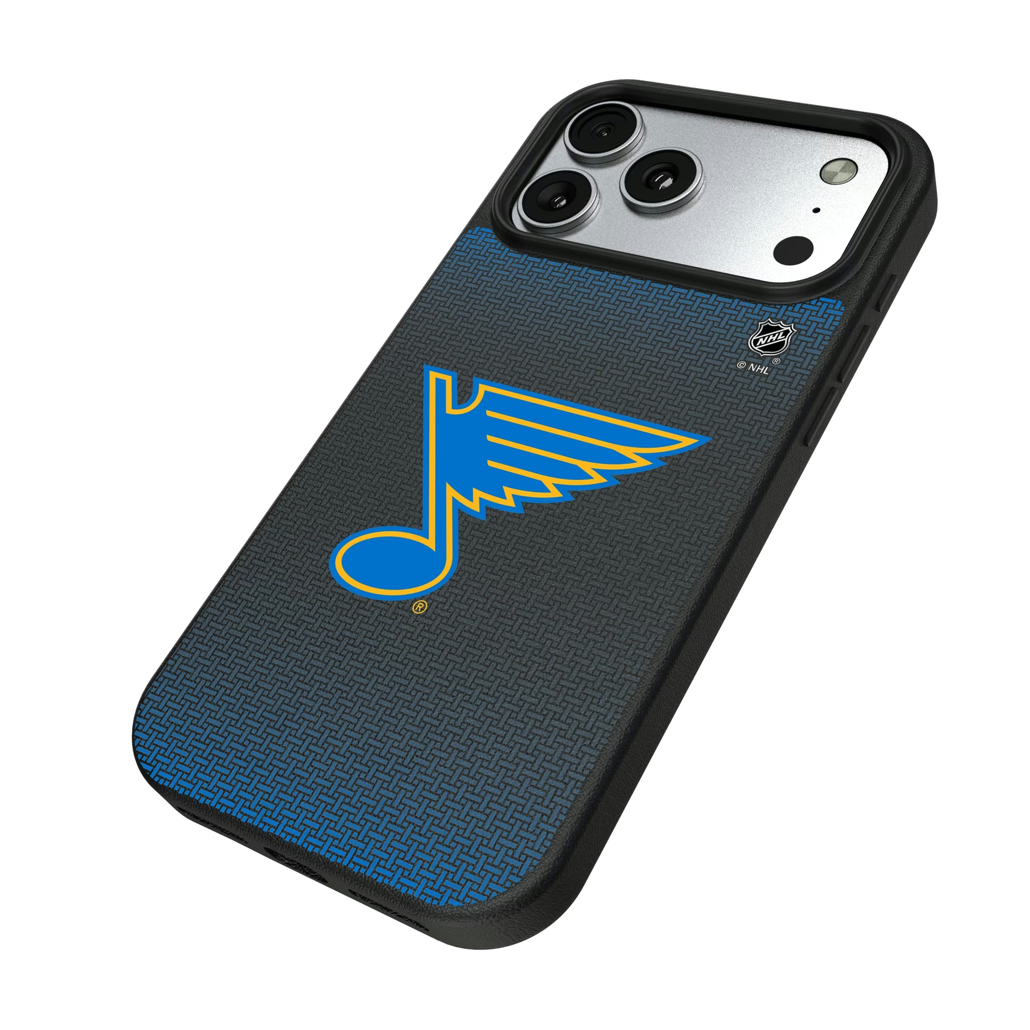 St. Louis Blues Linen iPhone MagSafe Compatible Phone Case for Apple iPhone - Isometric View#Device_iPhone 17 Pro Max