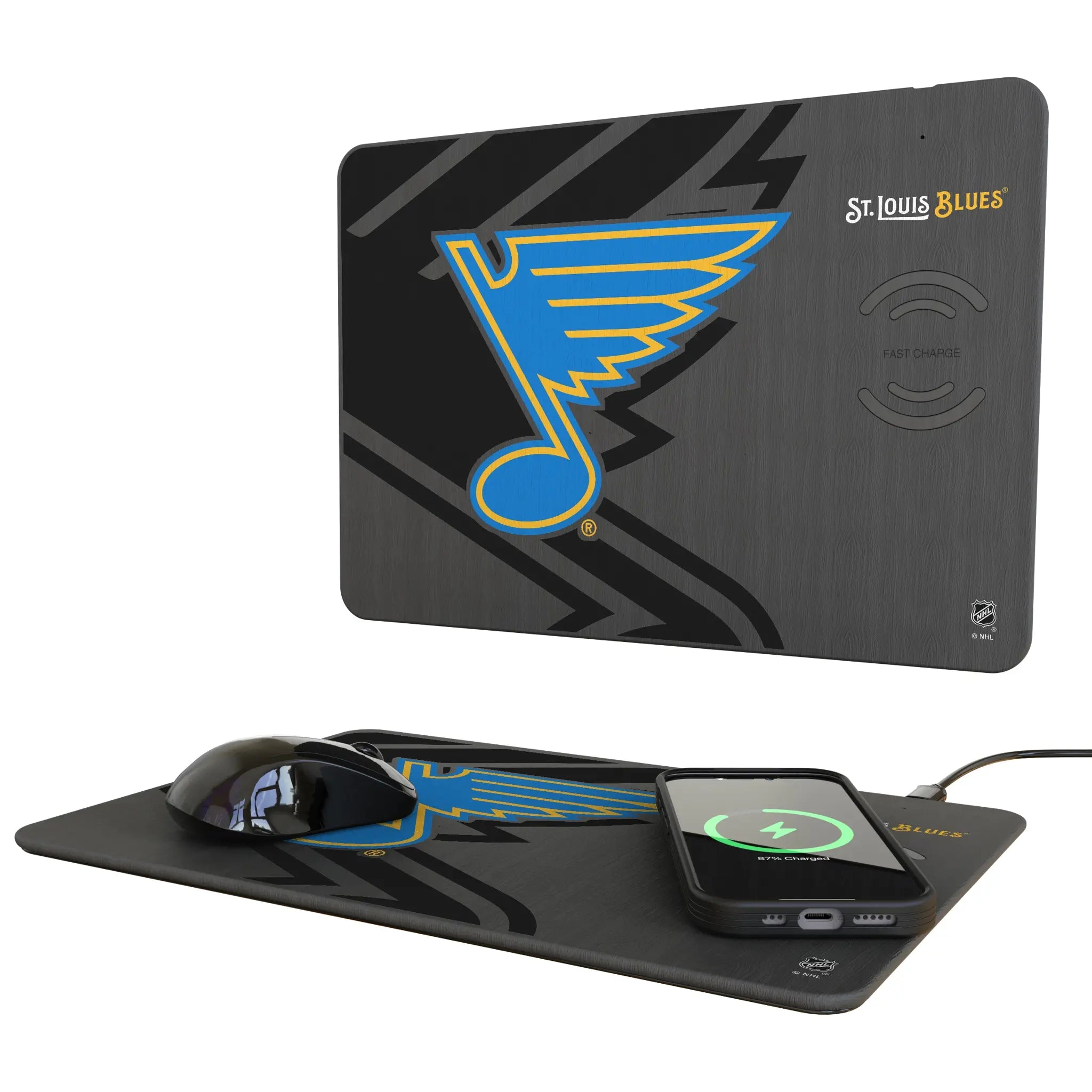 St. Louis Blues Monocolor Tilt 15-Watt Wireless Charger and Mouse Pad