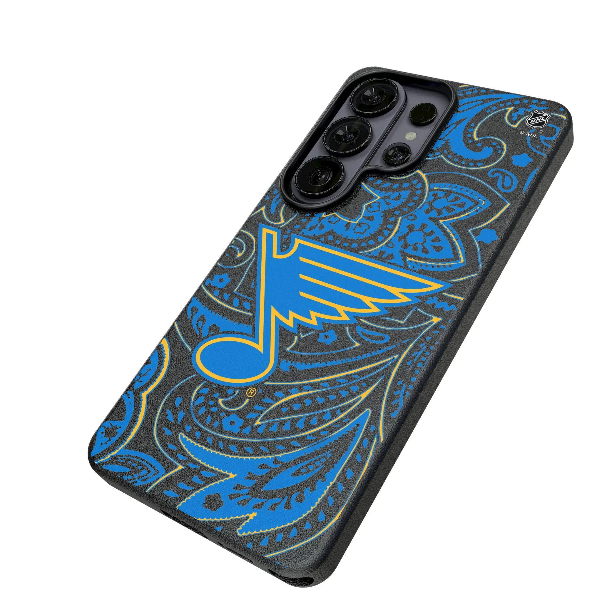 St. Louis Blues Paisley Galaxy MagSafe Compatible Phone Case for Samsung Galaxy - Isometric View#Device_Galaxy S26 Ultra