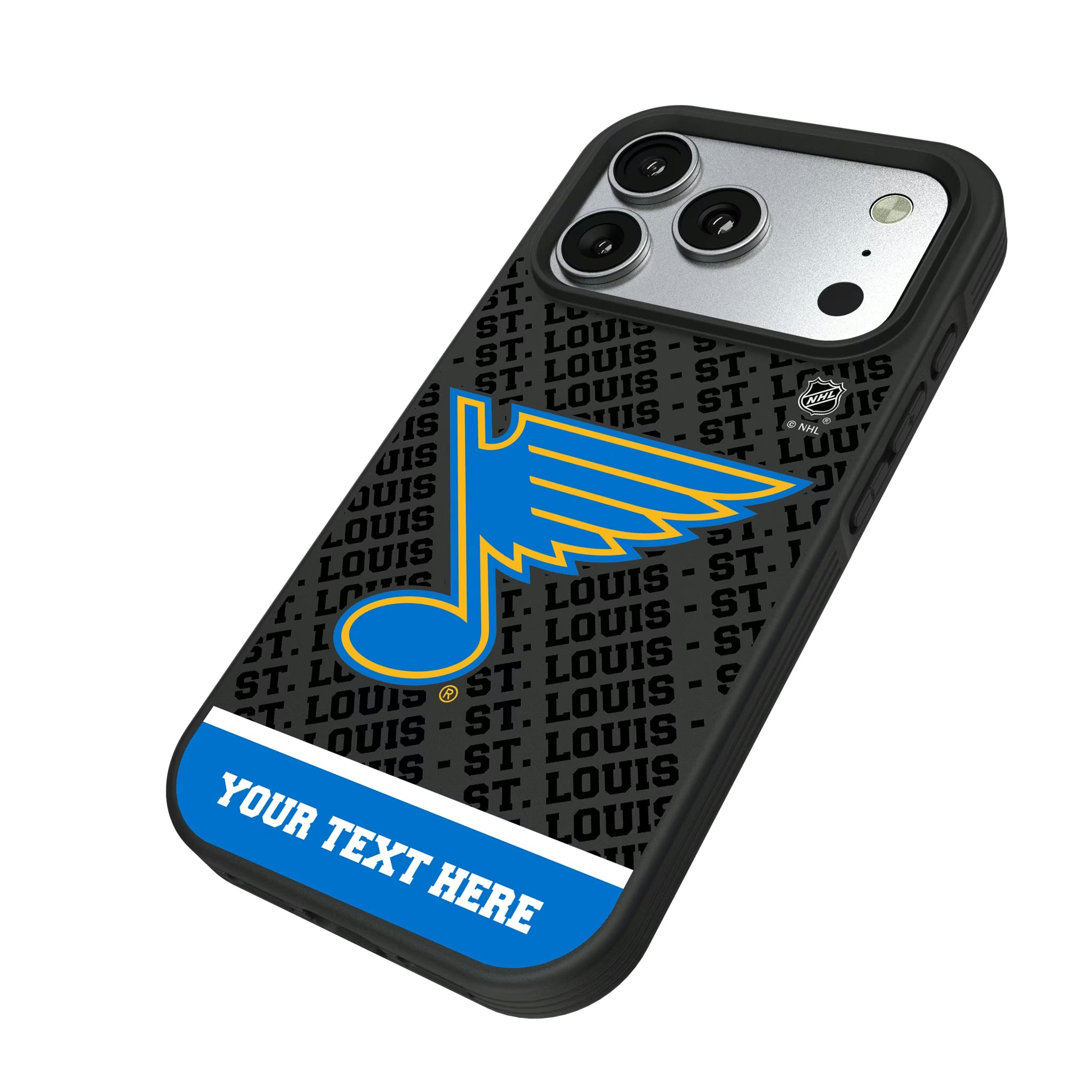 St. Louis Blues Personalized EndZone Plus iPhone Bump Phone Case for Apple iPhone - Isometric View#Device_iPhone 17 Pro